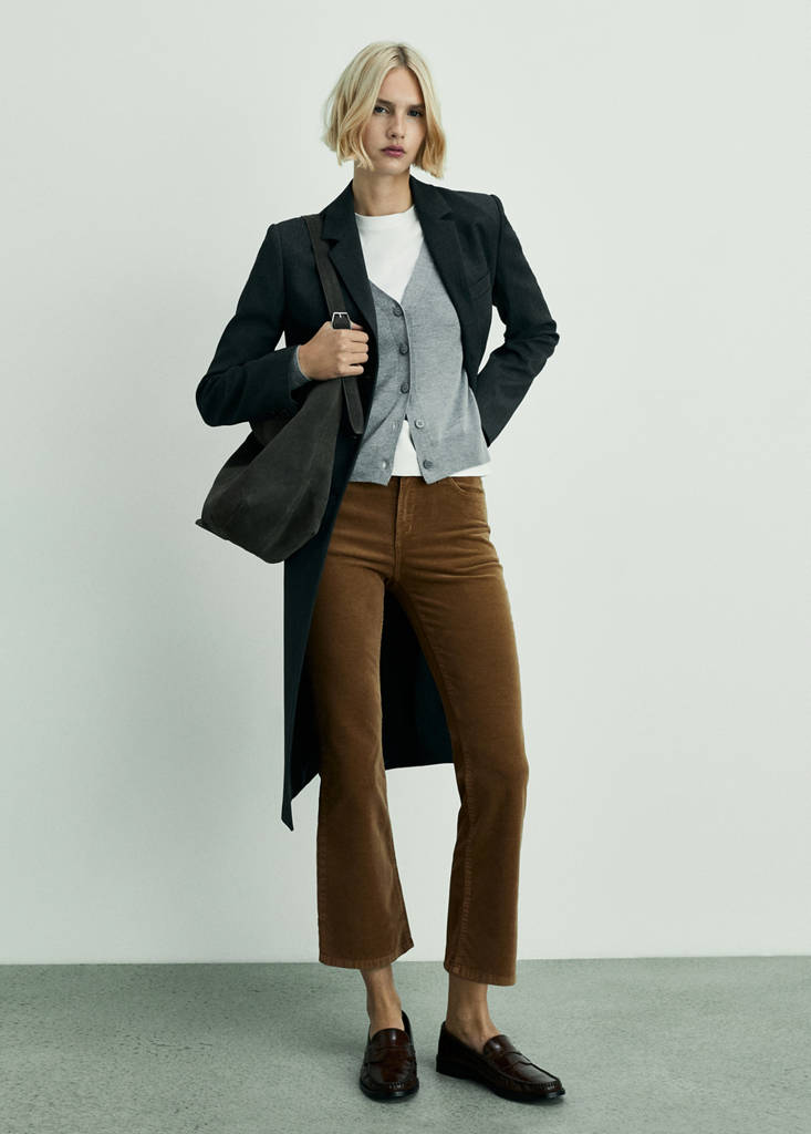 Sienna flared cropped corduroy trousers — Medium Brown