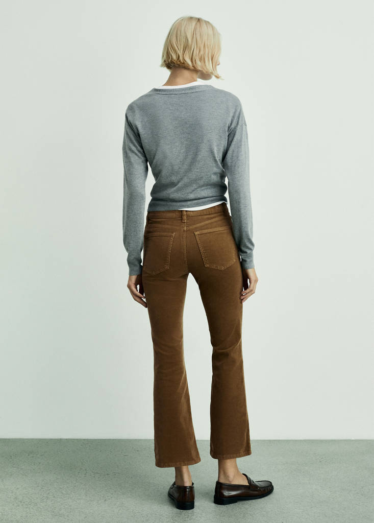 Sienna flared cropped corduroy trousers — Medium Brown