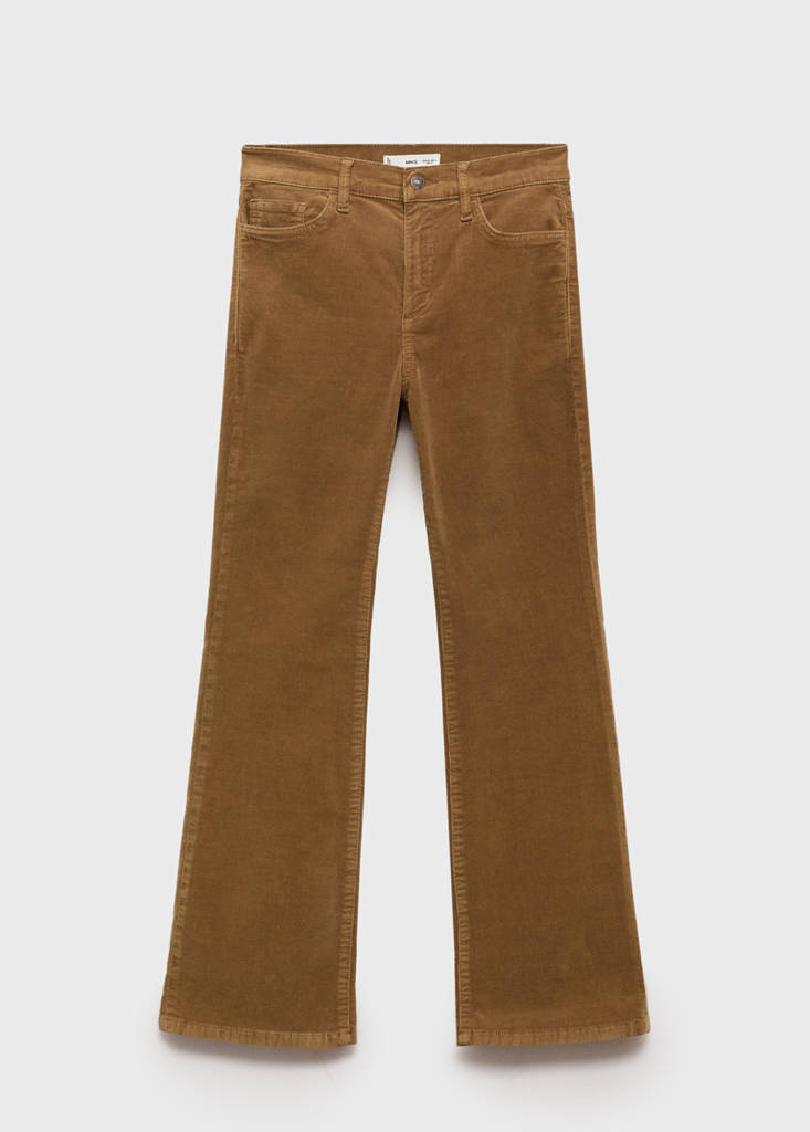 Sienna flared cropped corduroy trousers — Medium Brown