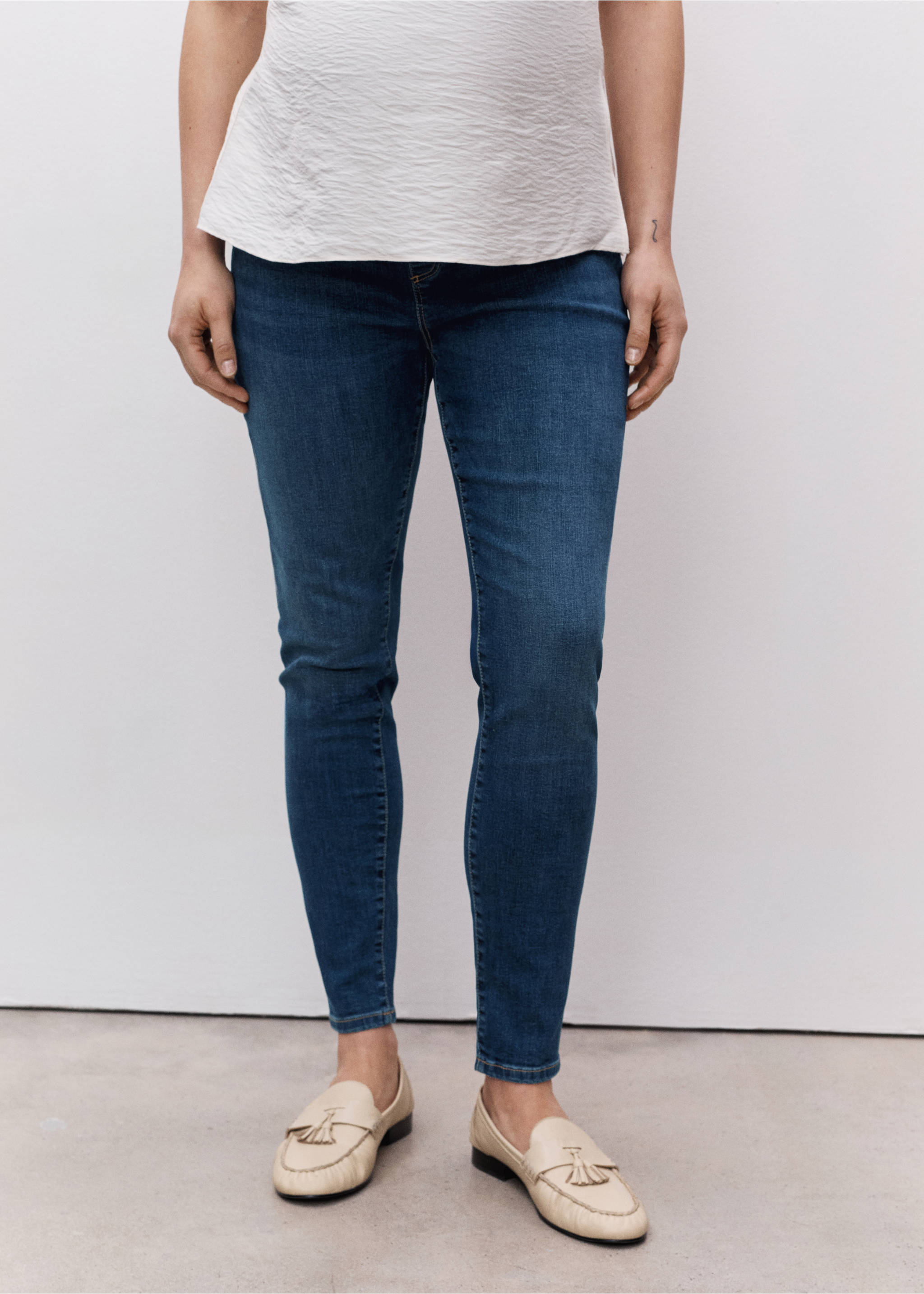 Jeans skinny premamá - Plano medio, Azul oscuro. Ref: 87000252-00.