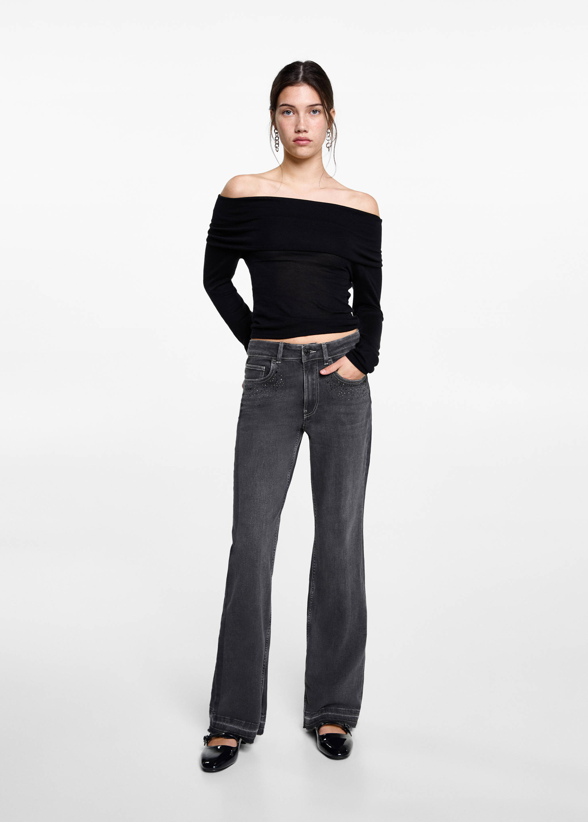 Rhinestone flare jeans - General plane