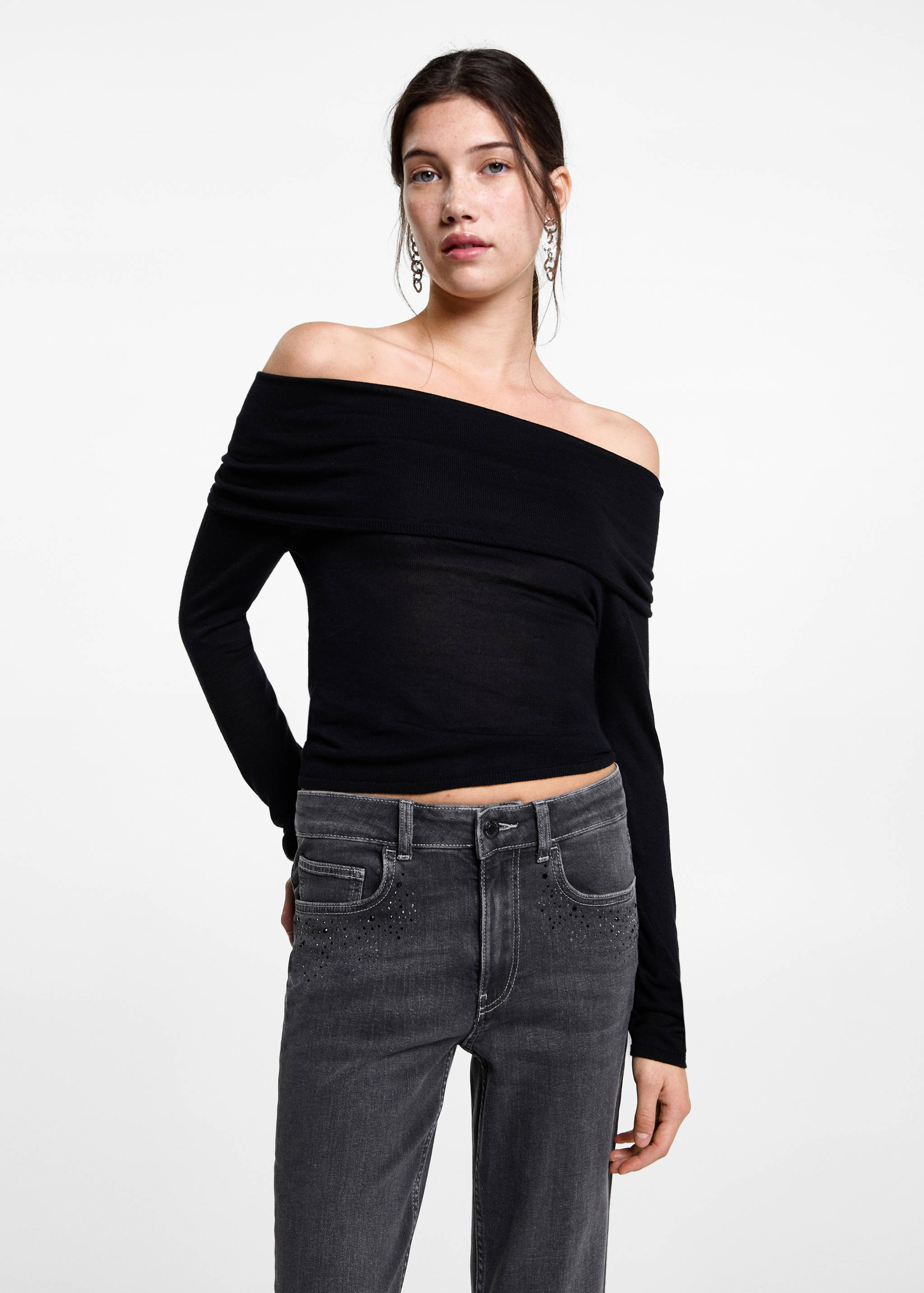 Rhinestone flare jeans - Details of the article 1