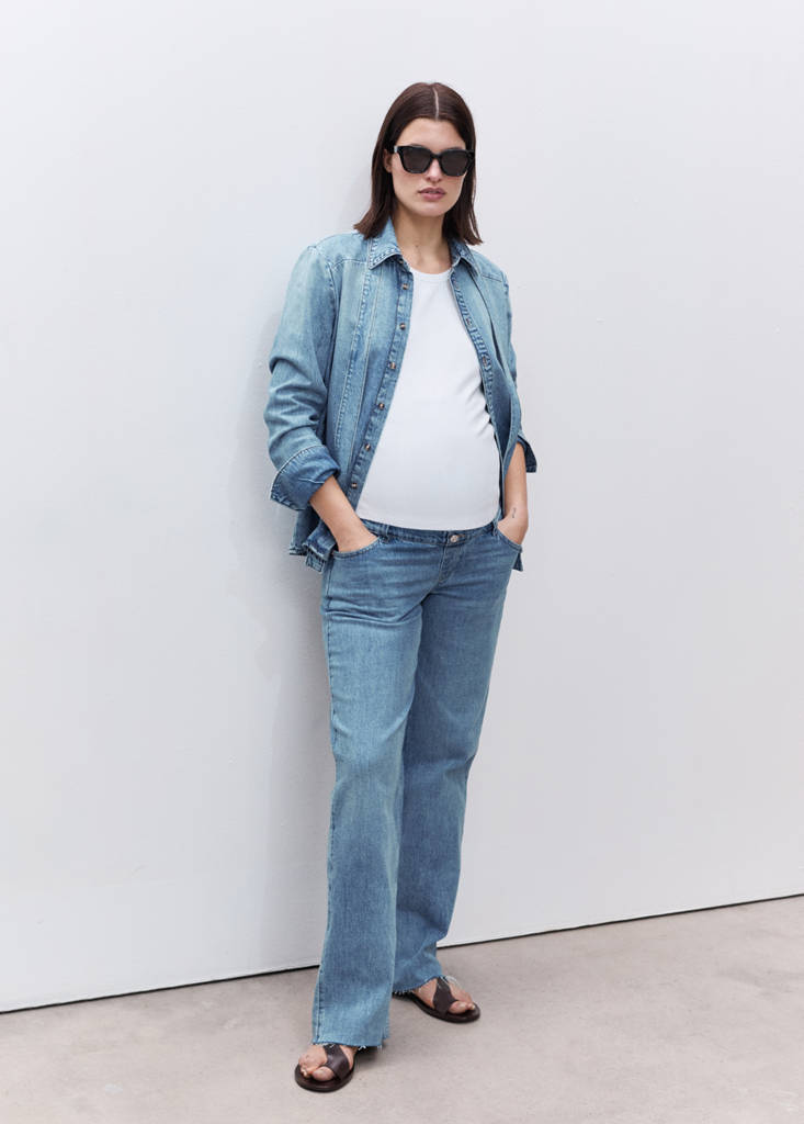 Maternity wide leg jeans — Medium Blue