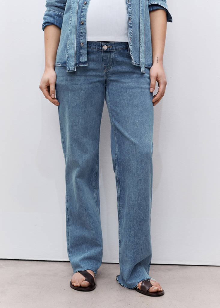 Maternity wide leg jeans — Medium Blue