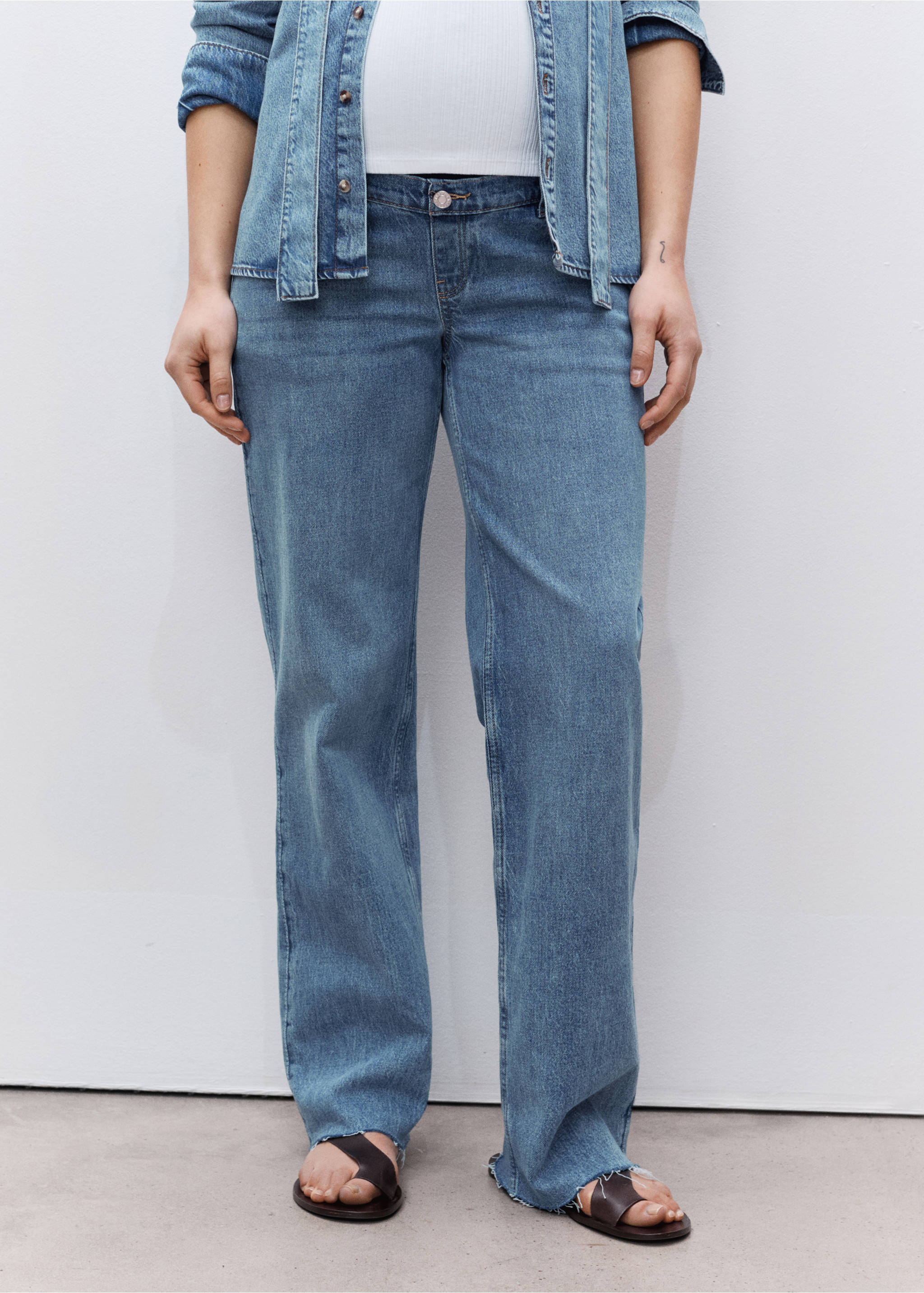 Jean de grossesse wideleg - Plan moyen, Bleu moyen. Ref: 87000265-00.