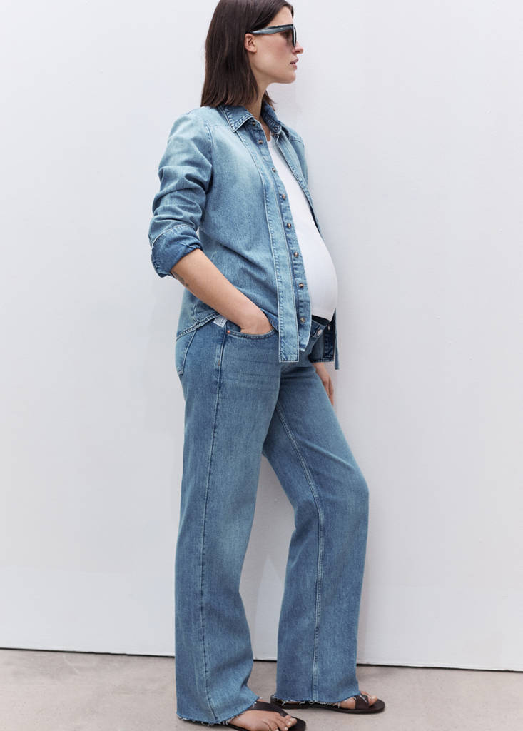 Maternity wide leg jeans — Medium Blue