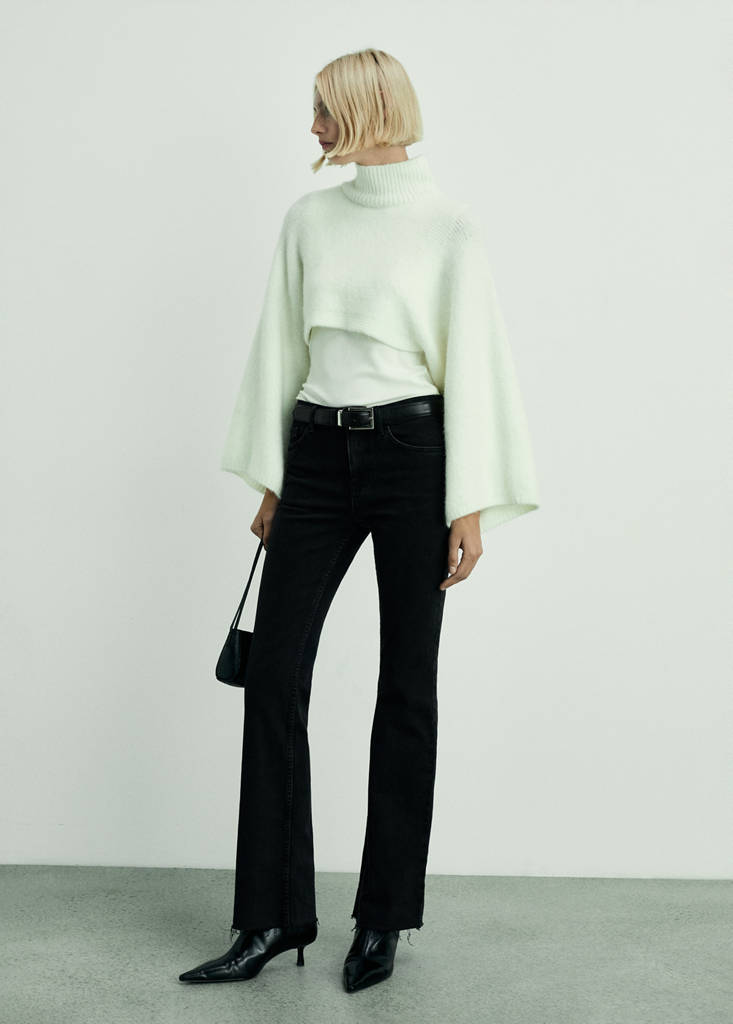 Fiona flared mid-rise jeans — Black denim
