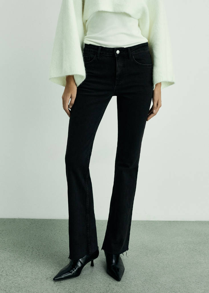 Fiona flared mid-rise jeans — Black denim