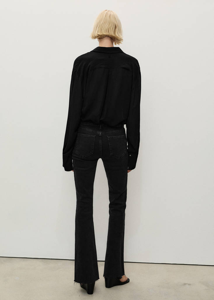 Fiona flared mid-rise jeans — Black denim