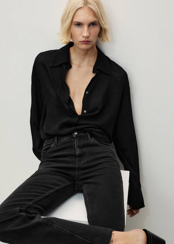 Fiona flared mid-rise jeans — Black denim