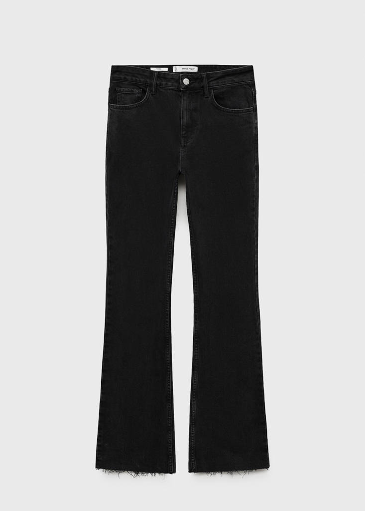 Fiona flared mid-rise jeans — Black denim