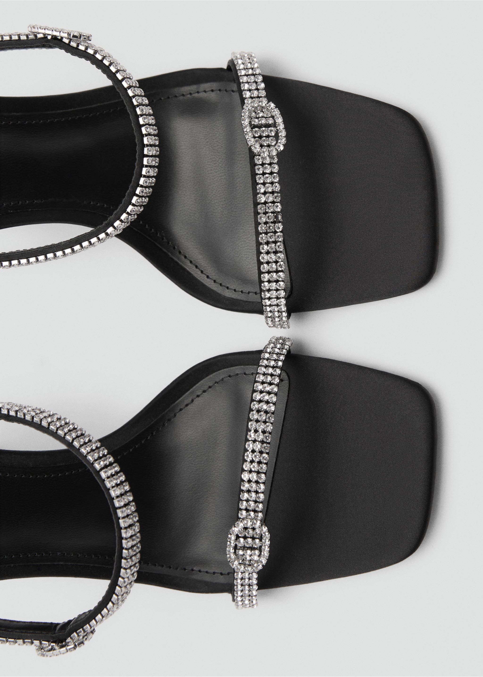 Heeled sandal with strass strap - Details of the article 2, Black. Ref: 87000282-00.