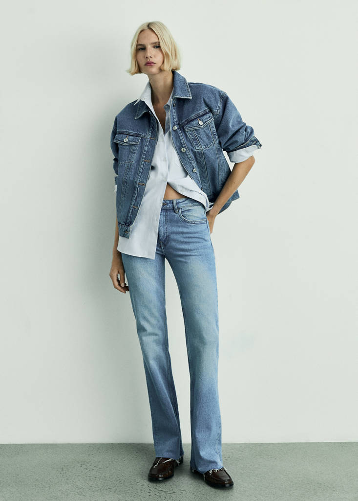 MANGO - Jean Fiona flare taille normale bleu moyen - 32