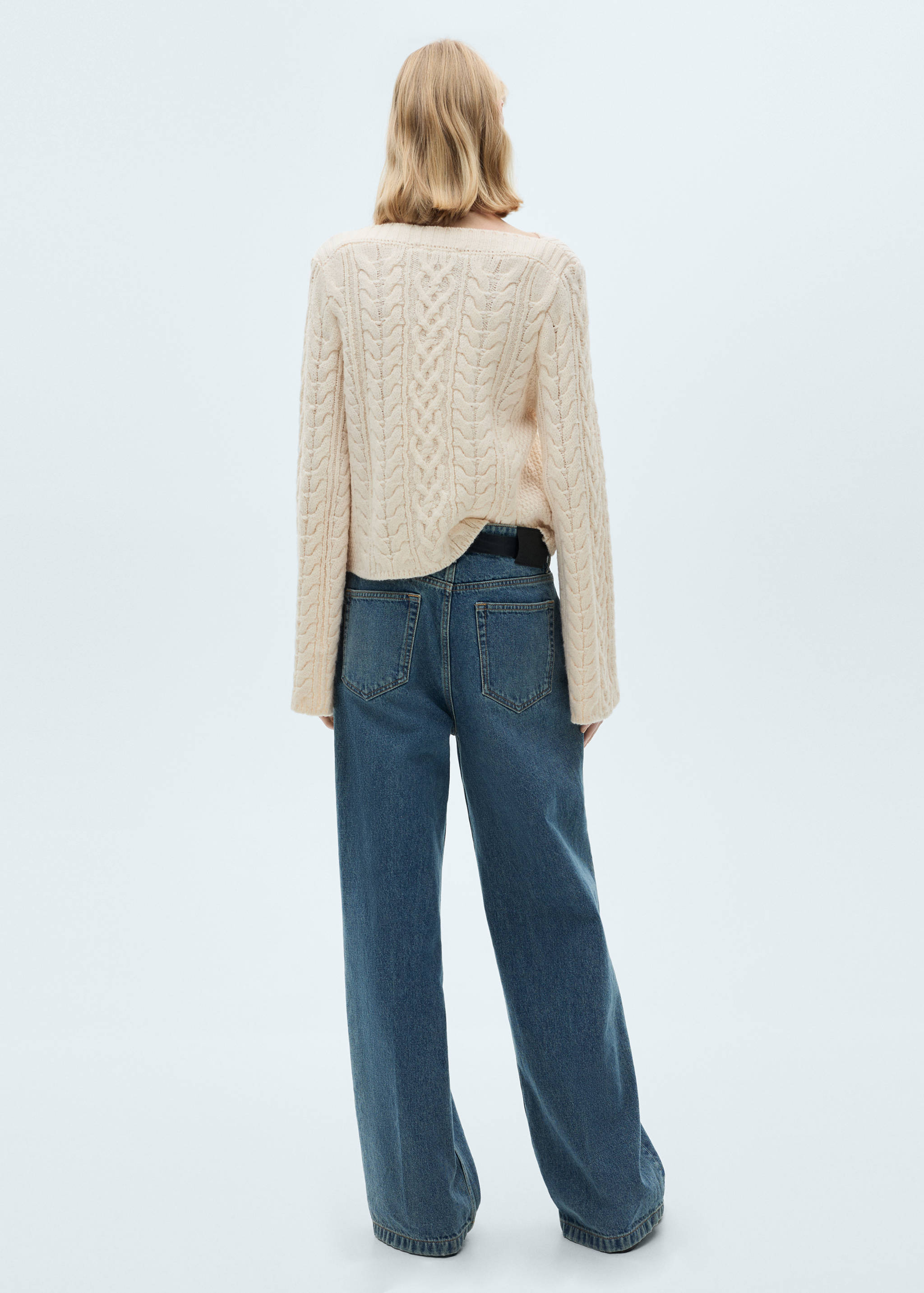 Twisted knitted flared-sleeve sweater - Reverse of the article