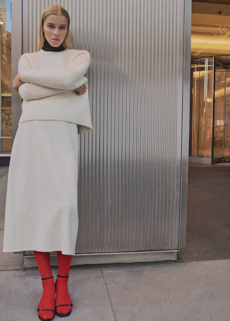 Round-neck sweater with soft finish — Ecru