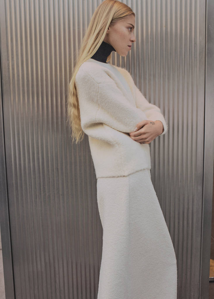 Round-neck sweater with soft finish — Ecru