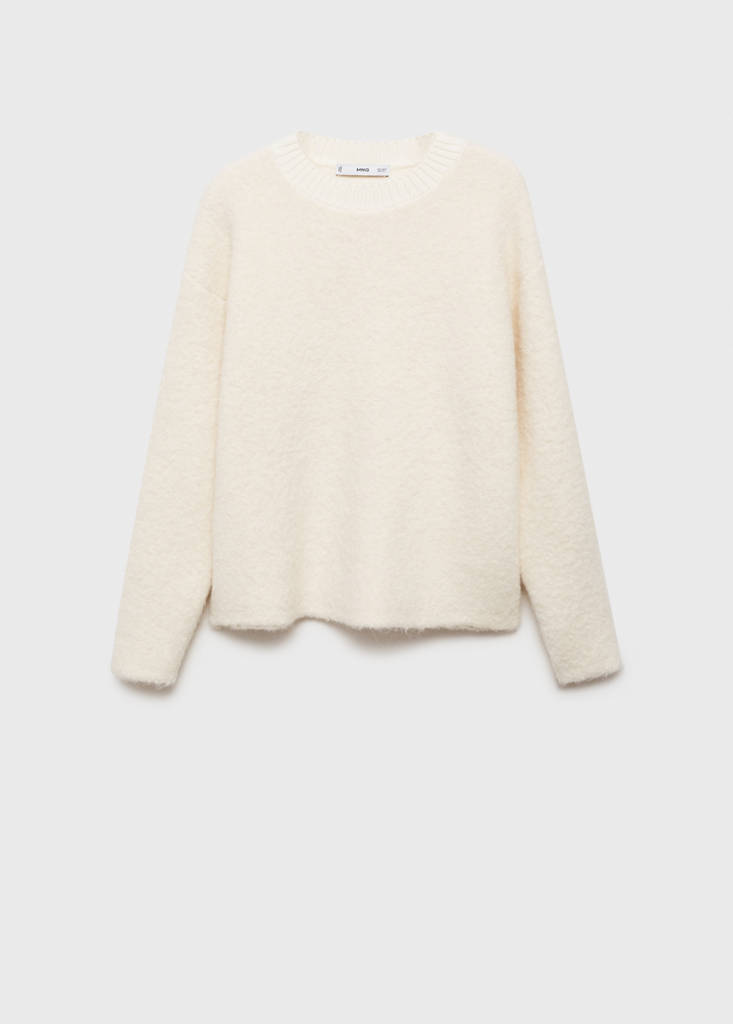 Round-neck sweater with soft finish — Ecru