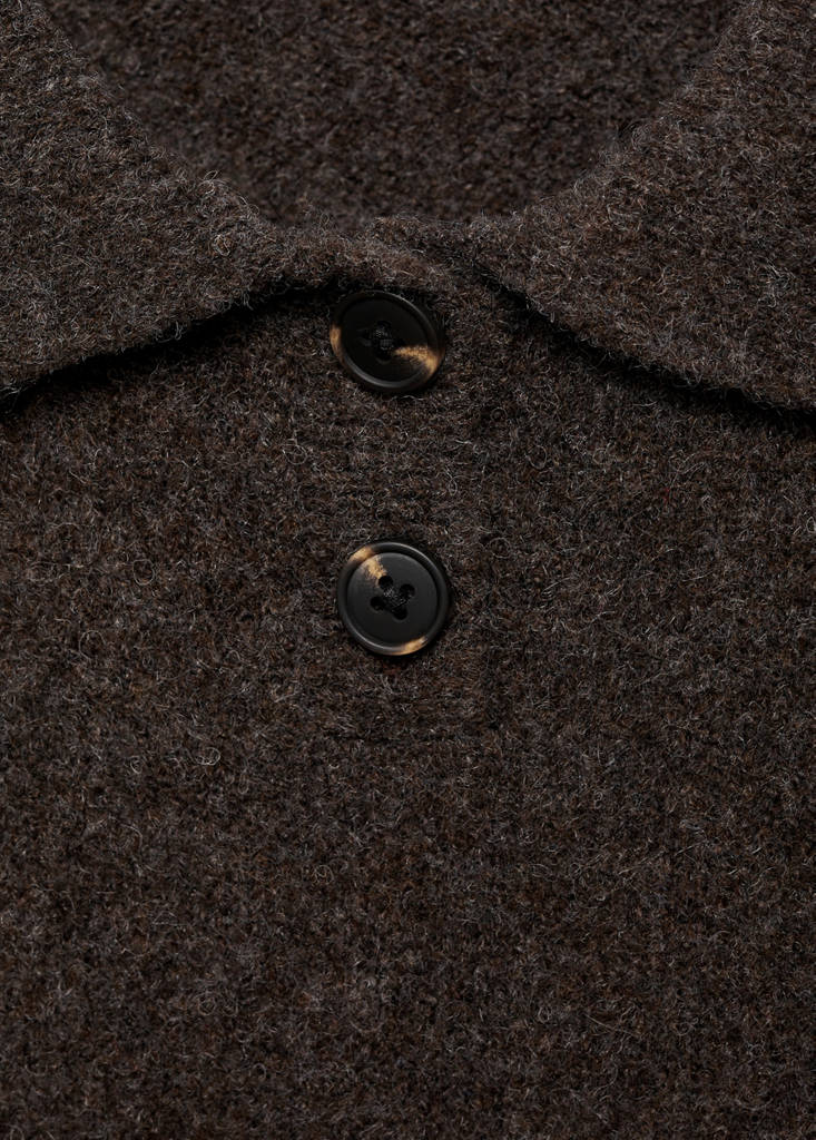 Short-sleeved polo-neck sweater — Medium Brown