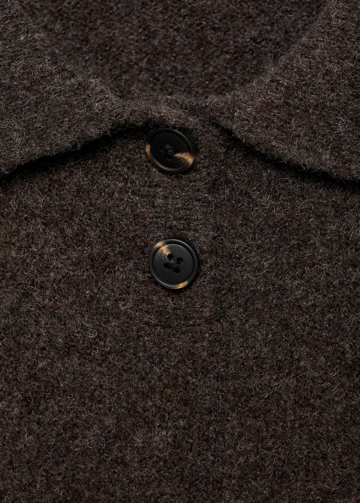 Short-sleeved polo-neck sweater — Medium Brown