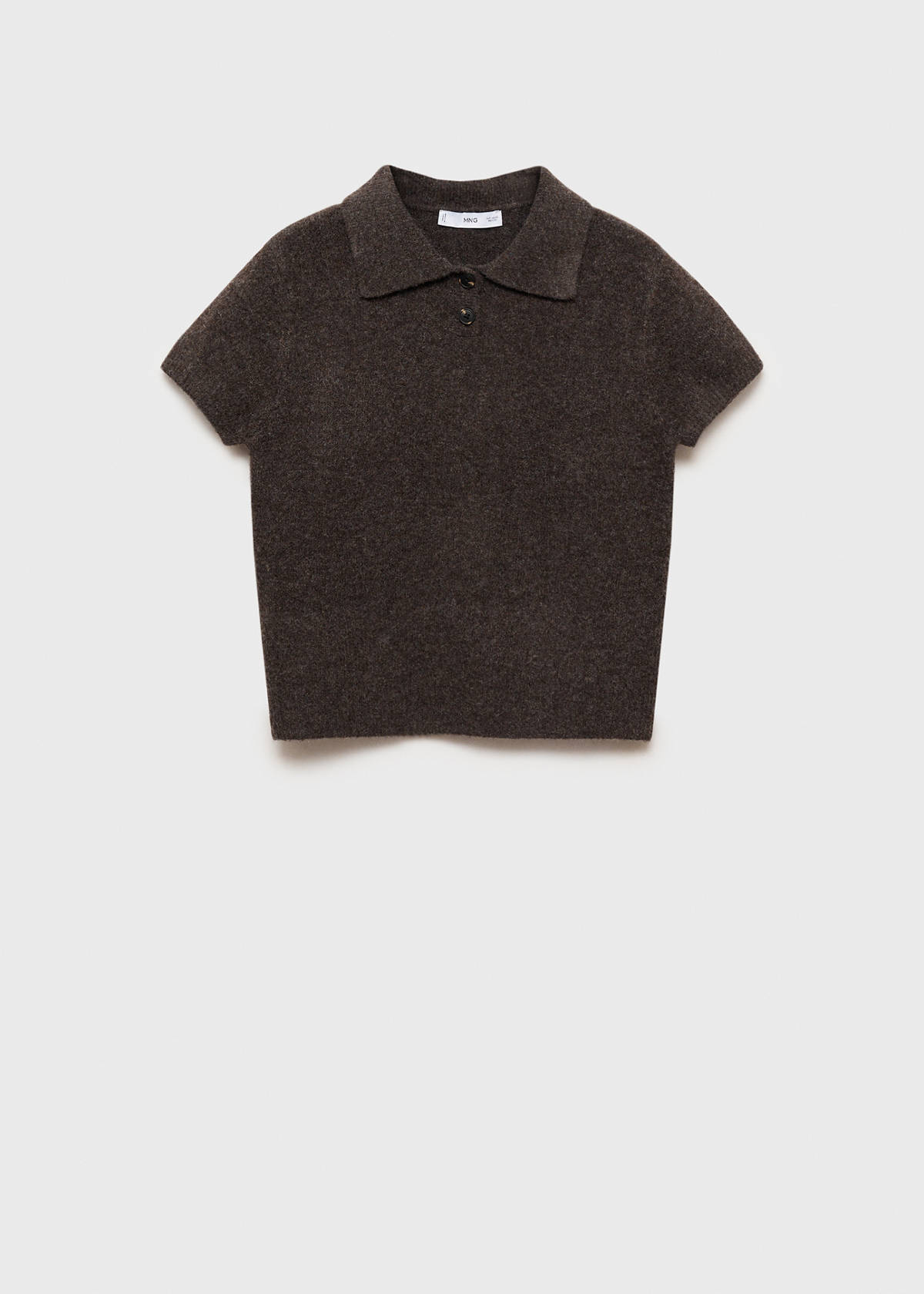 Short-sleeved polo-neck sweater — Medium Brown
