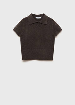 Short-sleeved polo-neck sweater — Medium Brown 6