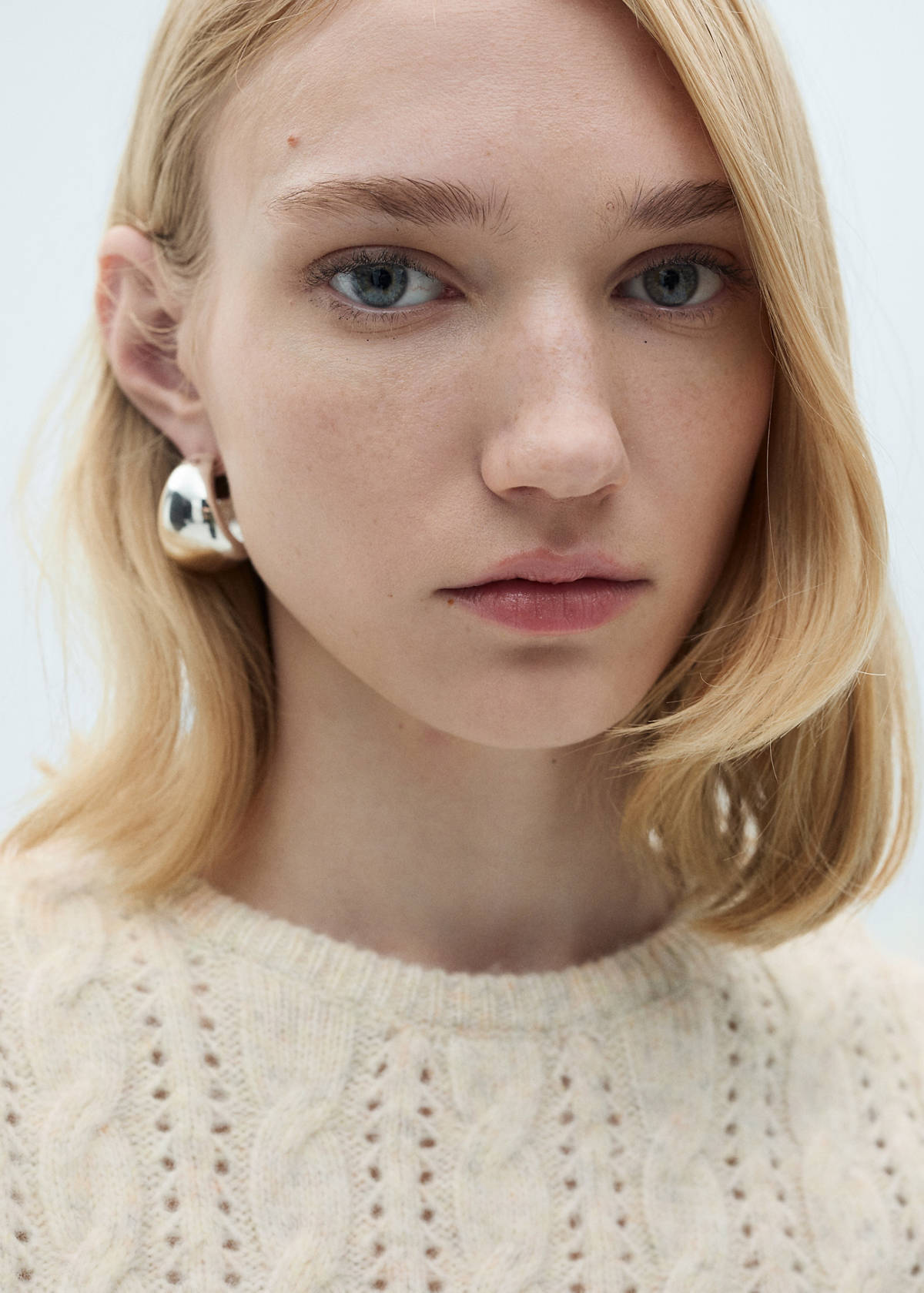Braided sweater with openwork details — Ecru