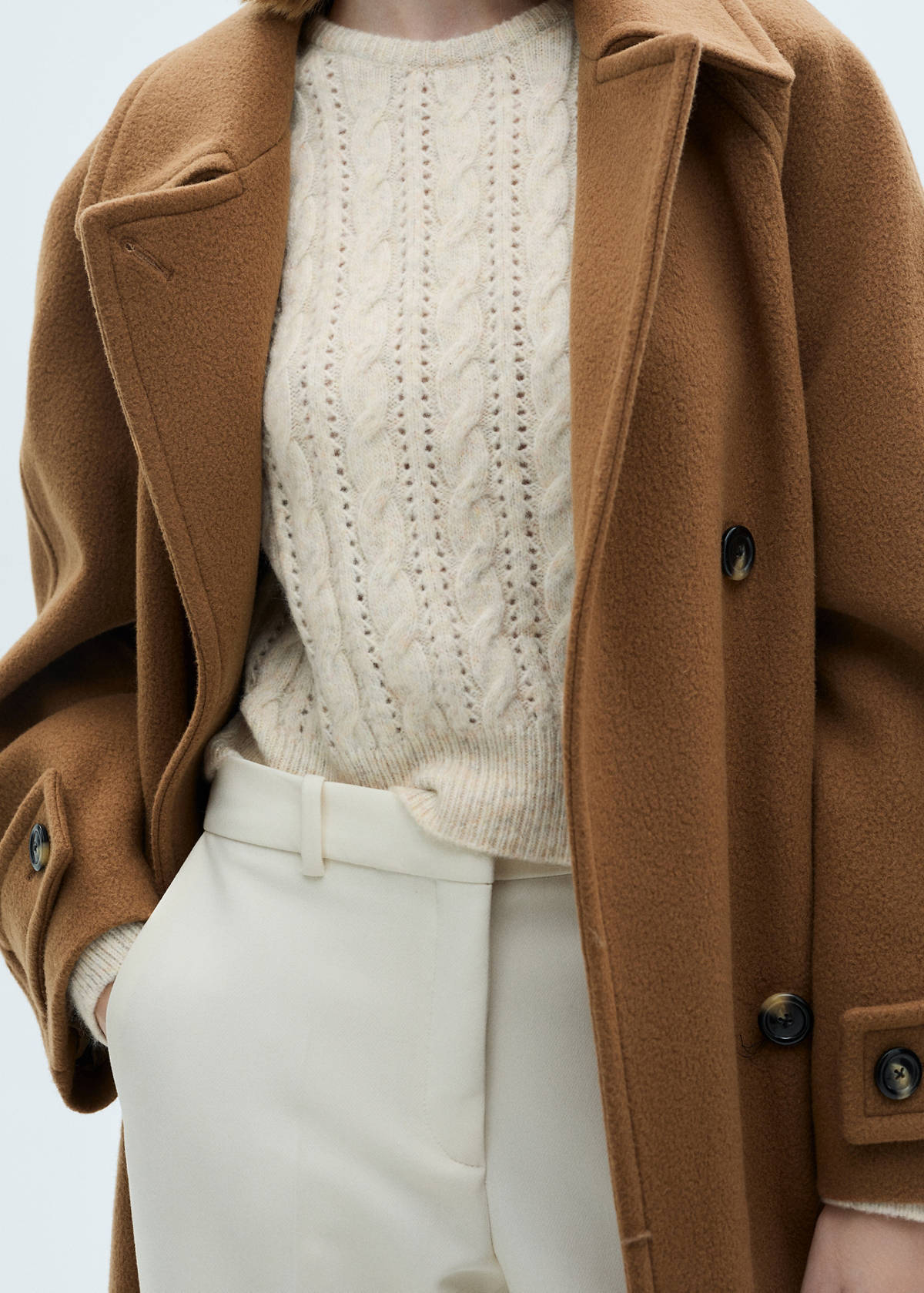 Braided sweater with openwork details — Ecru