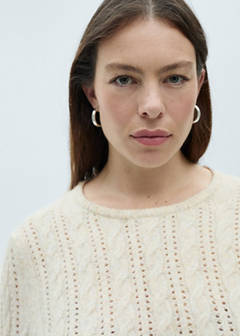 Braided sweater with openwork details — Ecru 7