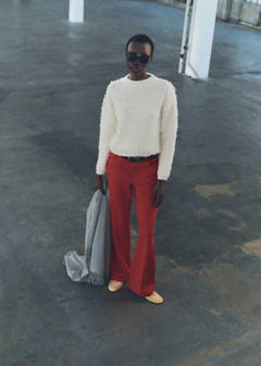 Round-neck bouclé sweater — Ecru 1