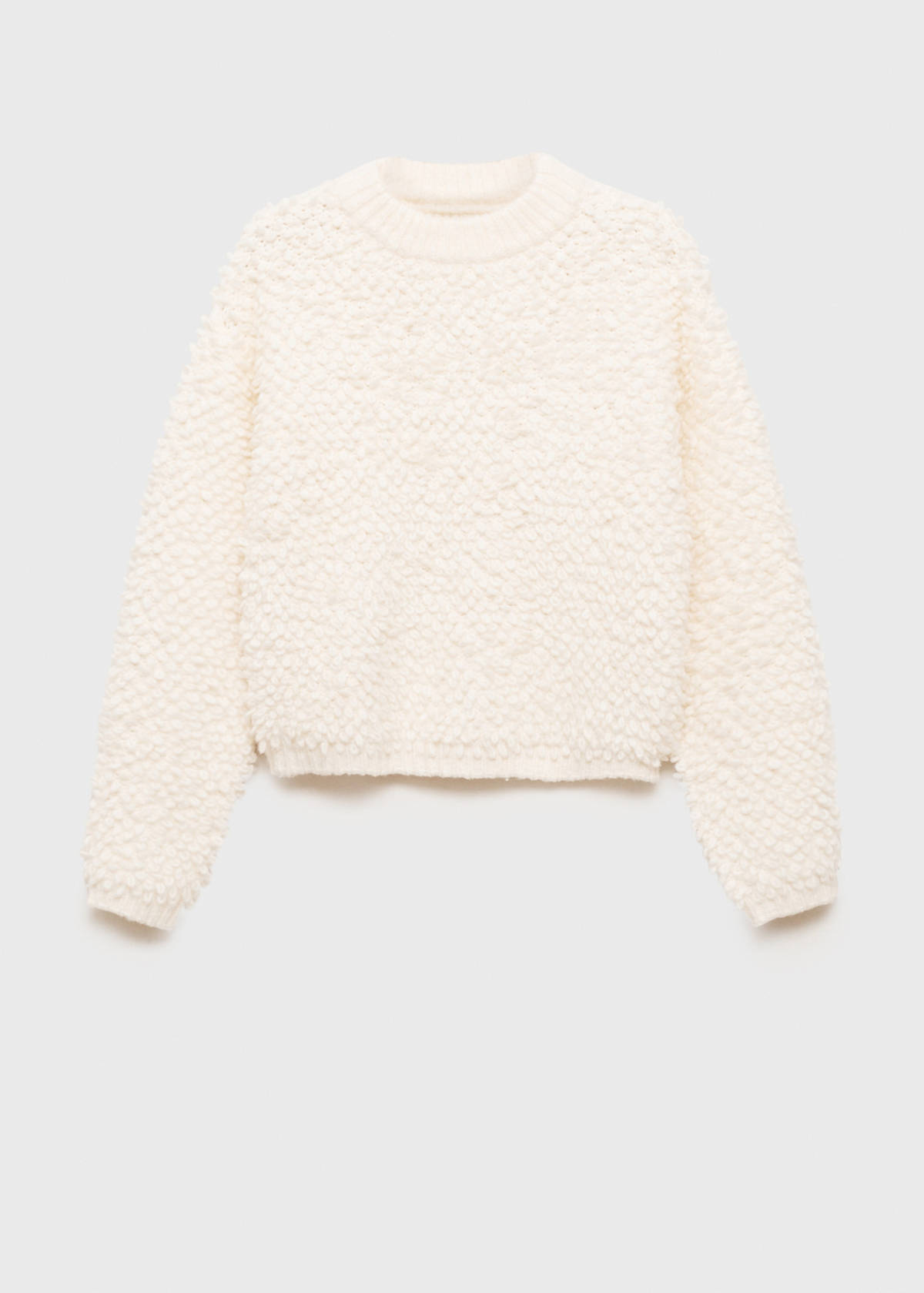 Round-neck bouclé sweater — Ecru