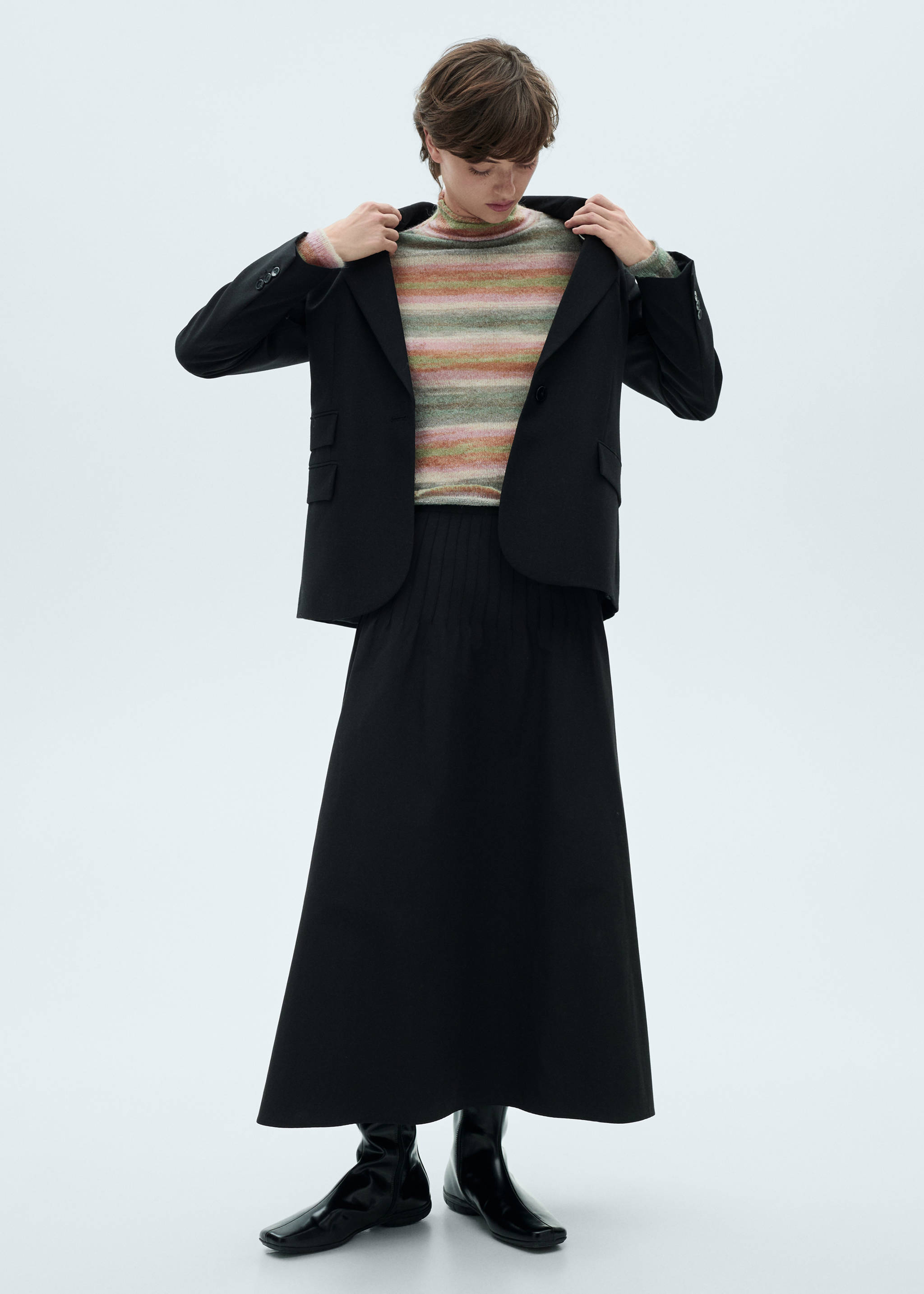 Stand-collar striped sweater - General plane