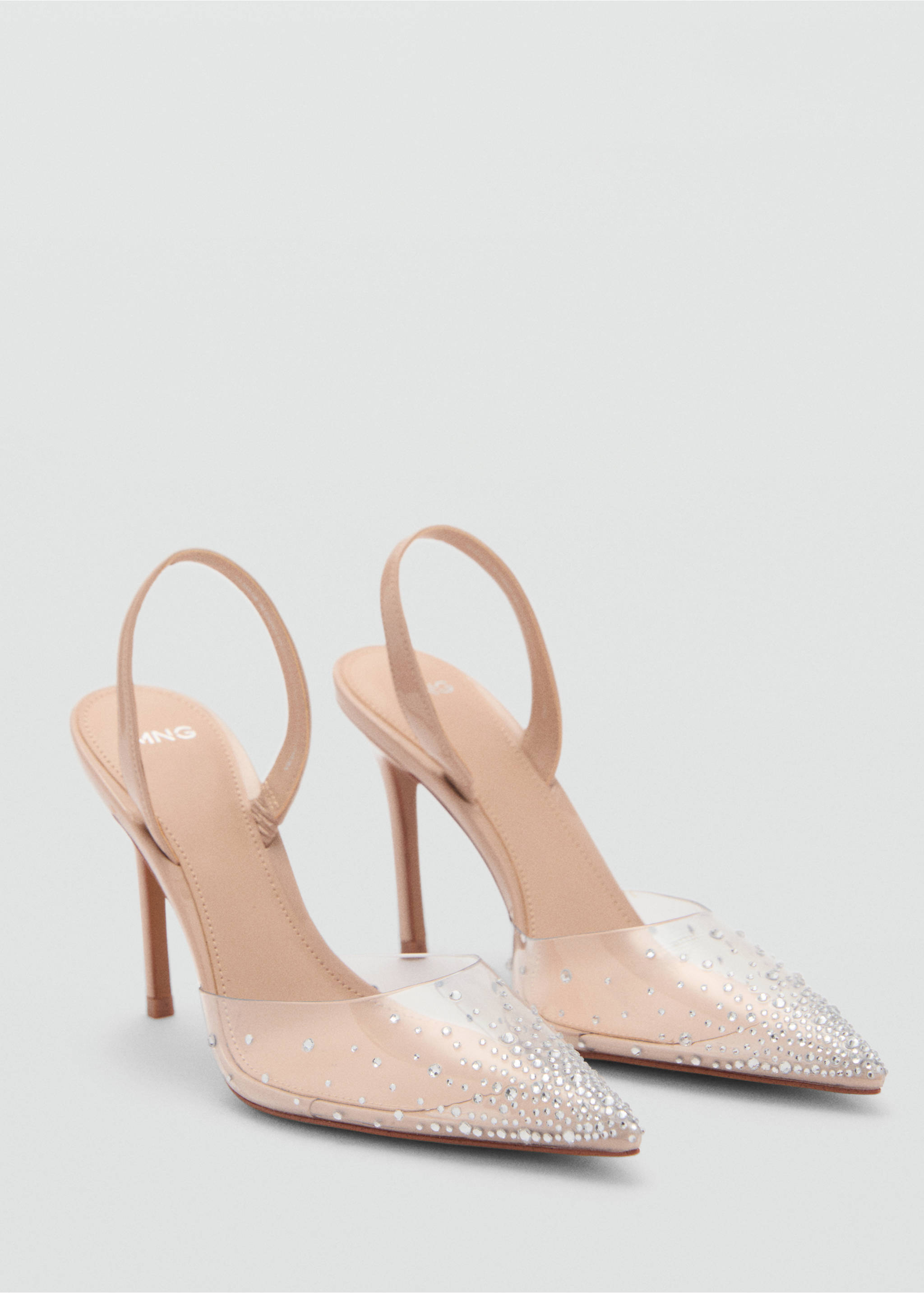 Transparent rhinestone pointed toe shoe - Medium plane, Nude. Ref: 87000418-00.