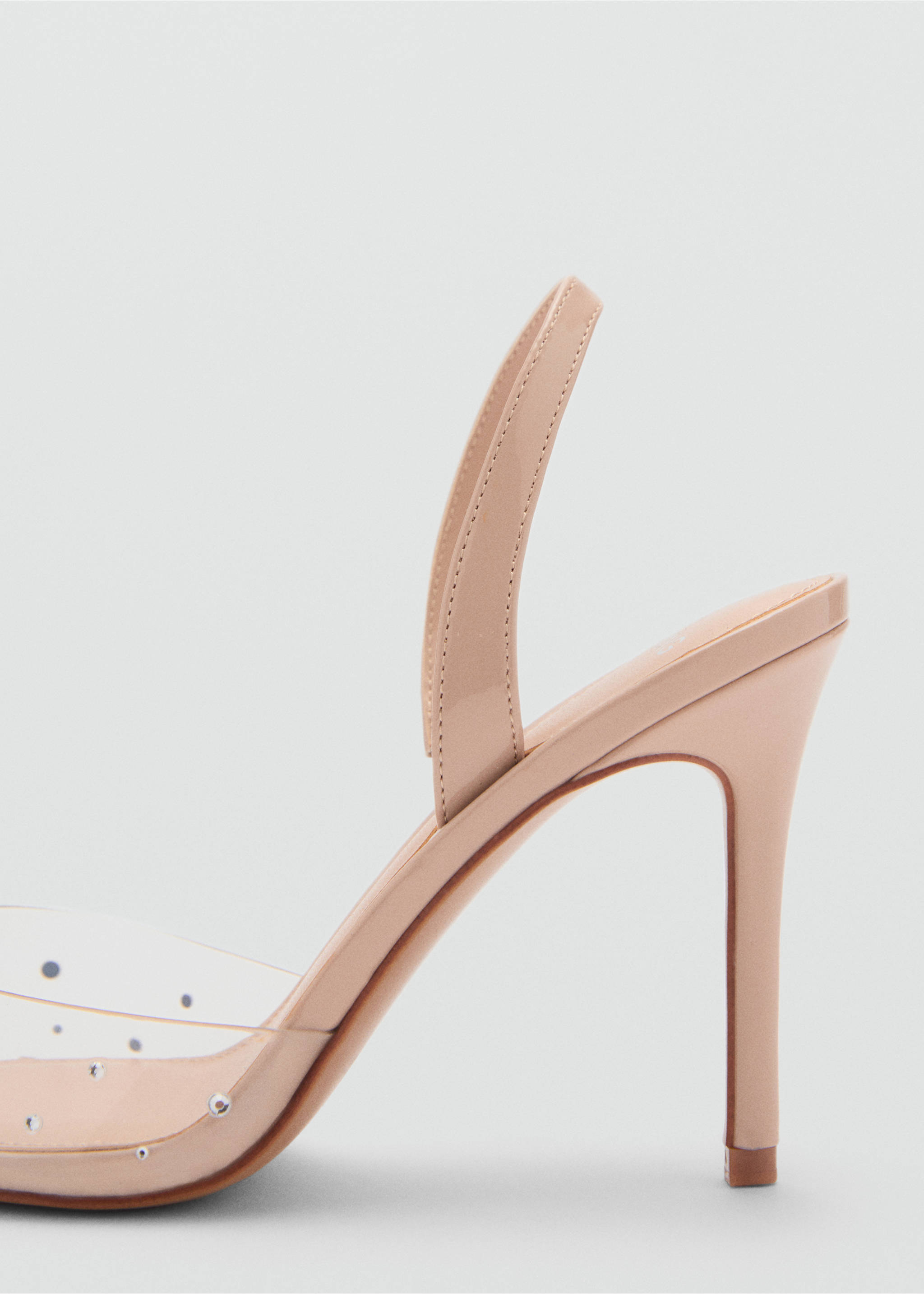 Transparent rhinestone pointed toe shoe - Details of the article 1, Nude. Ref: 87000418-00.