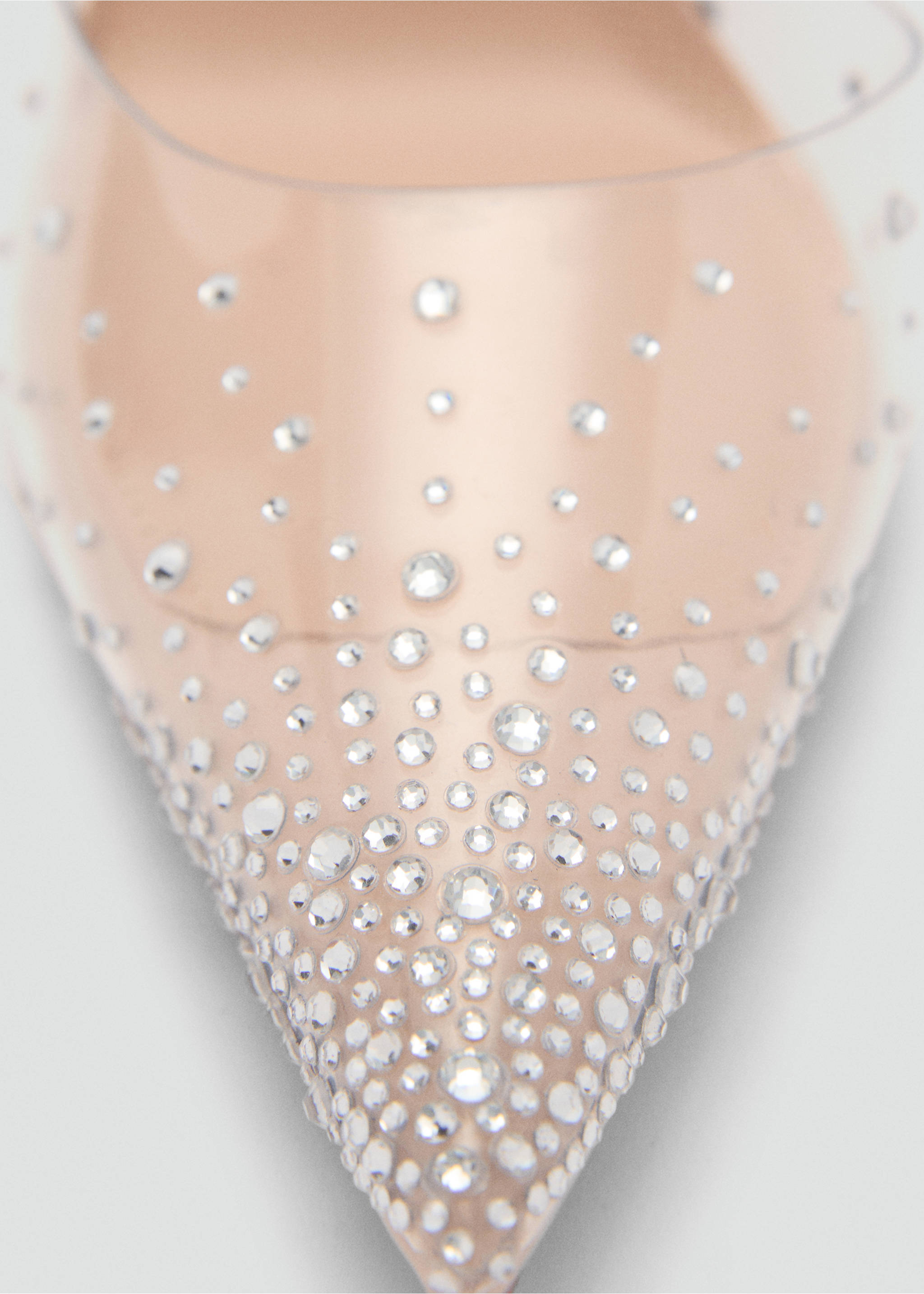 Transparent rhinestone pointed toe shoe - Details of the article 2, Nude. Ref: 87000418-00.