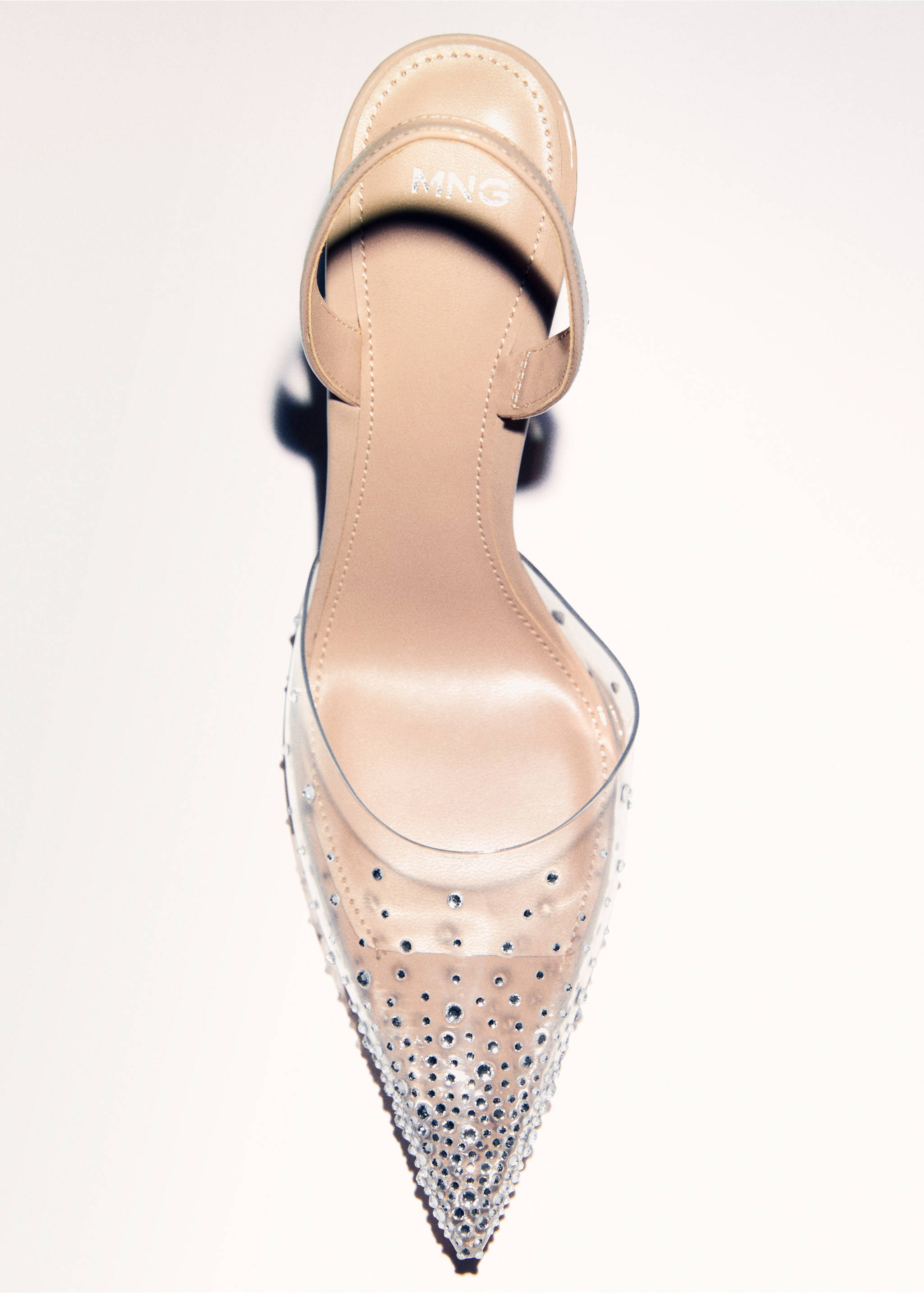 Transparent rhinestone pointed toe shoe - Details of the article 5, Nude. Ref: 87000418-00.