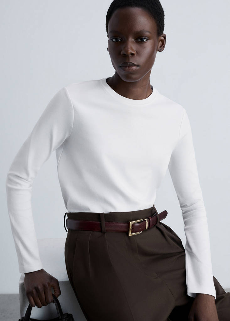 Thin round-neck t-shirt — White