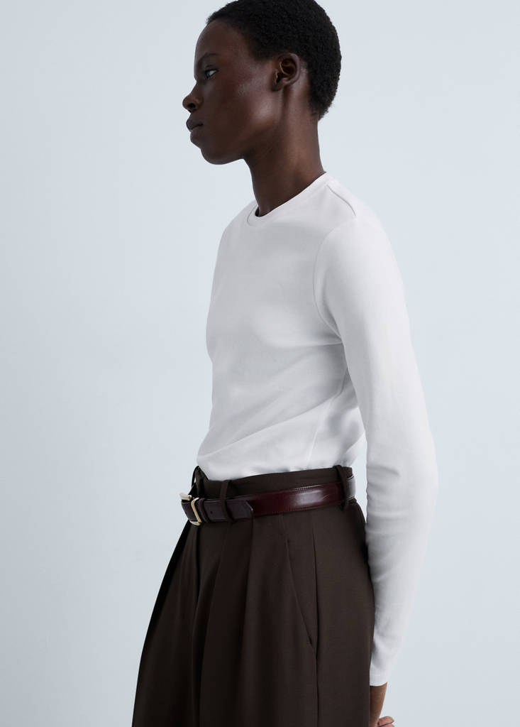 Thin round-neck t-shirt — White