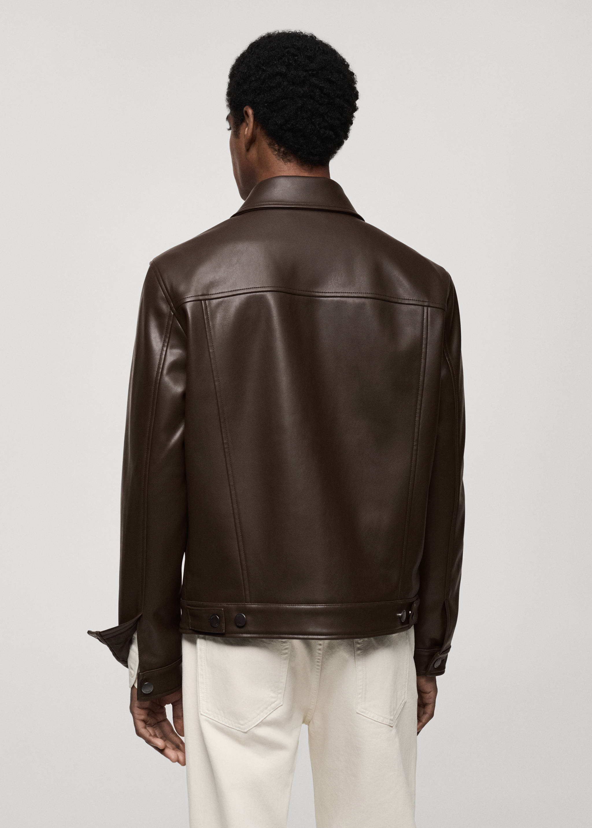 Faux-leather jacket with pockets - Reverse of the article