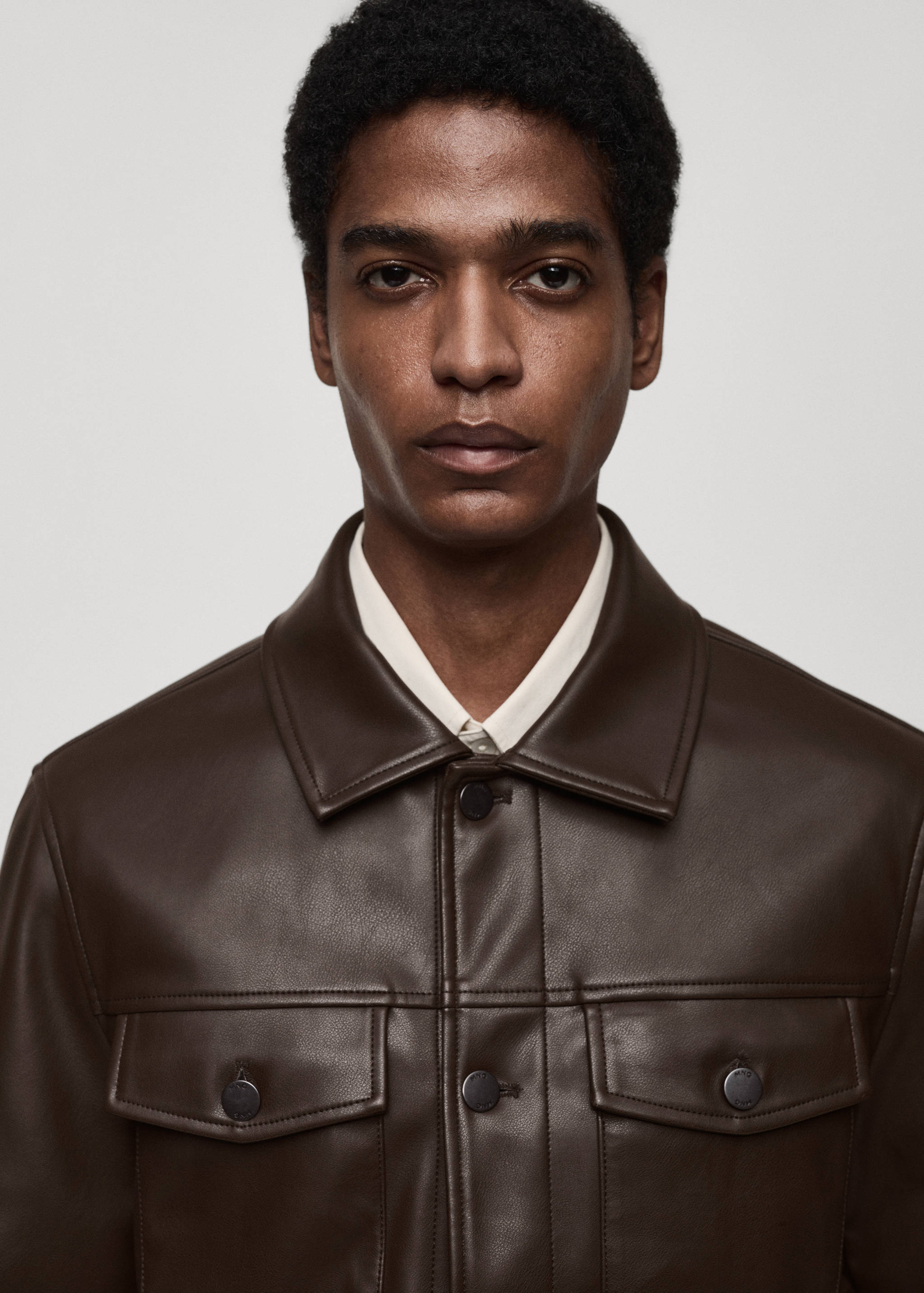 Faux-leather jacket with pockets - Details of the article 1