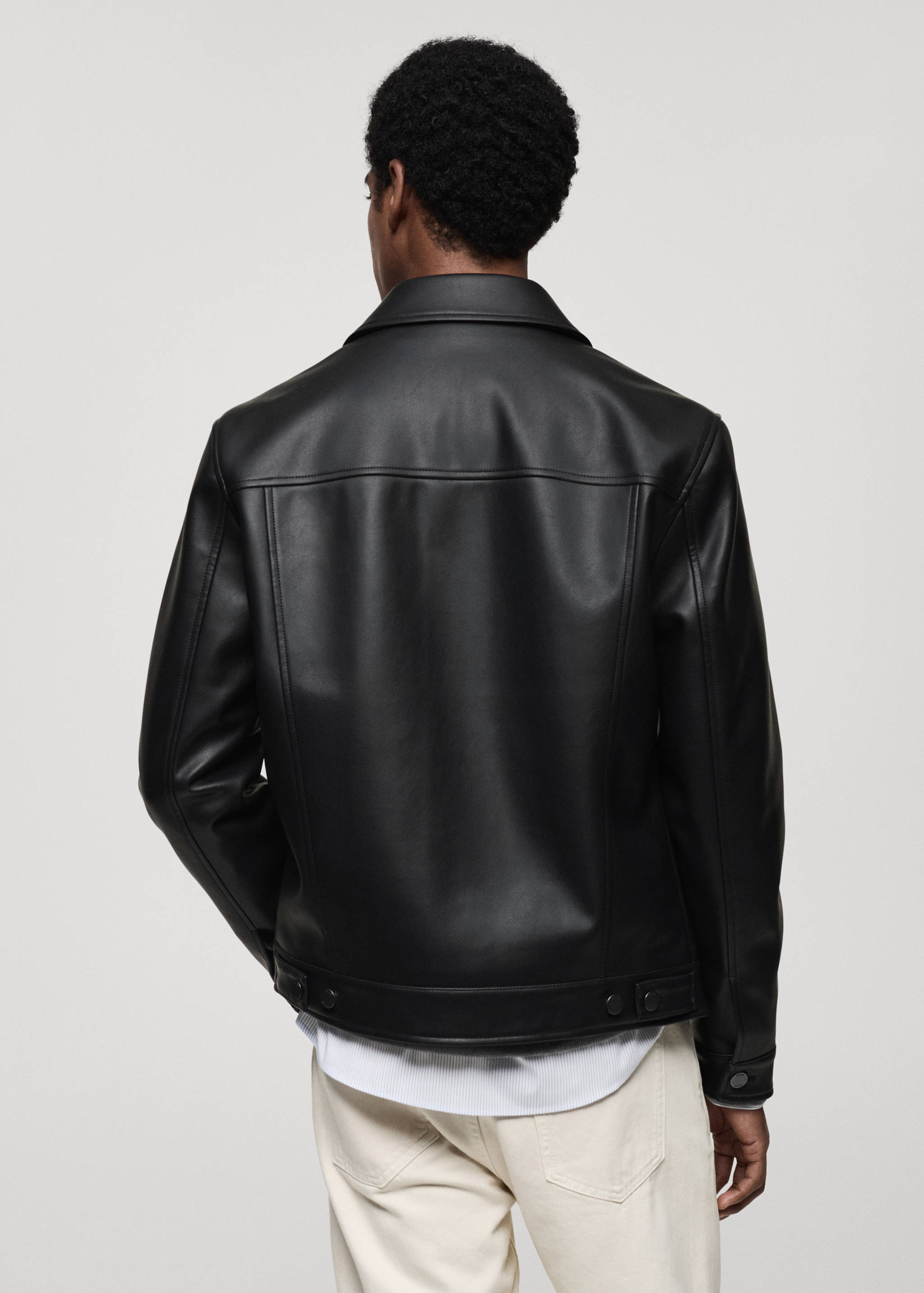 Faux-leather jacket with pockets - Reverse of the article