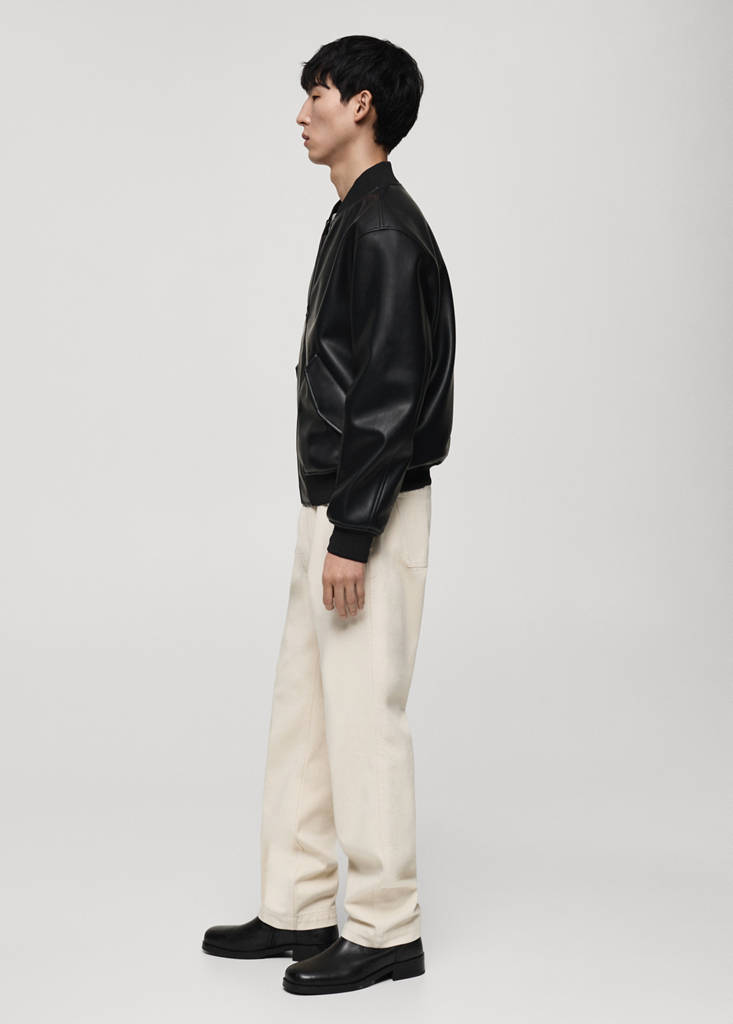 Faux-leather bomber jacket — Black
