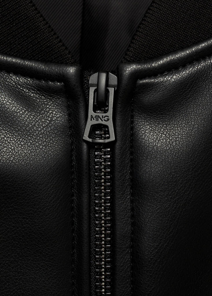 Faux-leather bomber jacket — Black