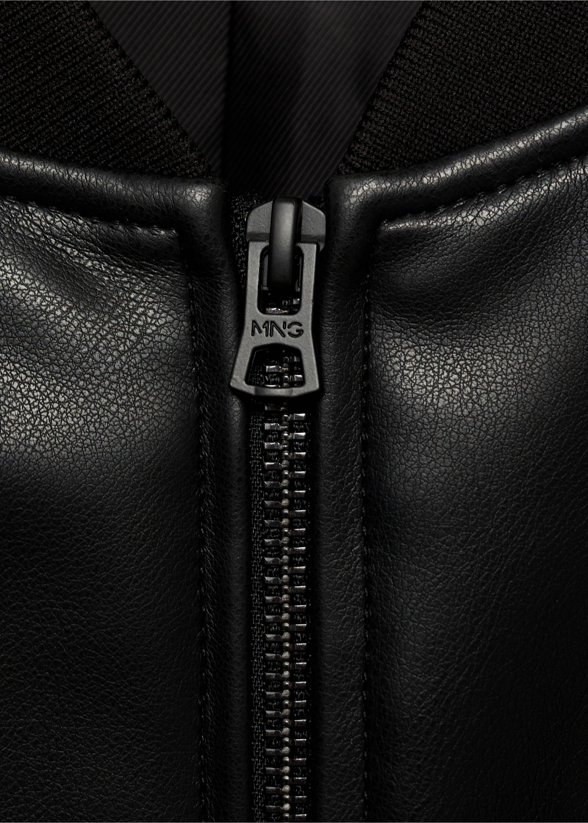 Faux-leather bomber jacket - Details of the article 8, Black. Ref: 87000590-00.