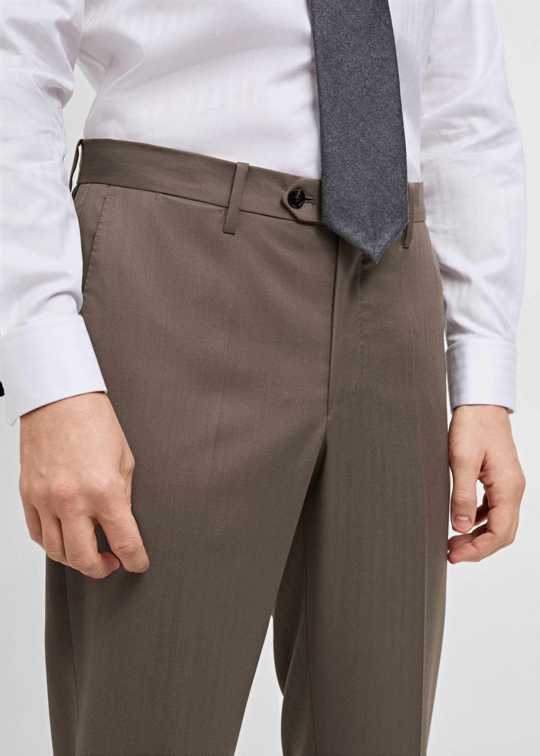 100% virgin wool herringbone suit trousers - Details of the article 1