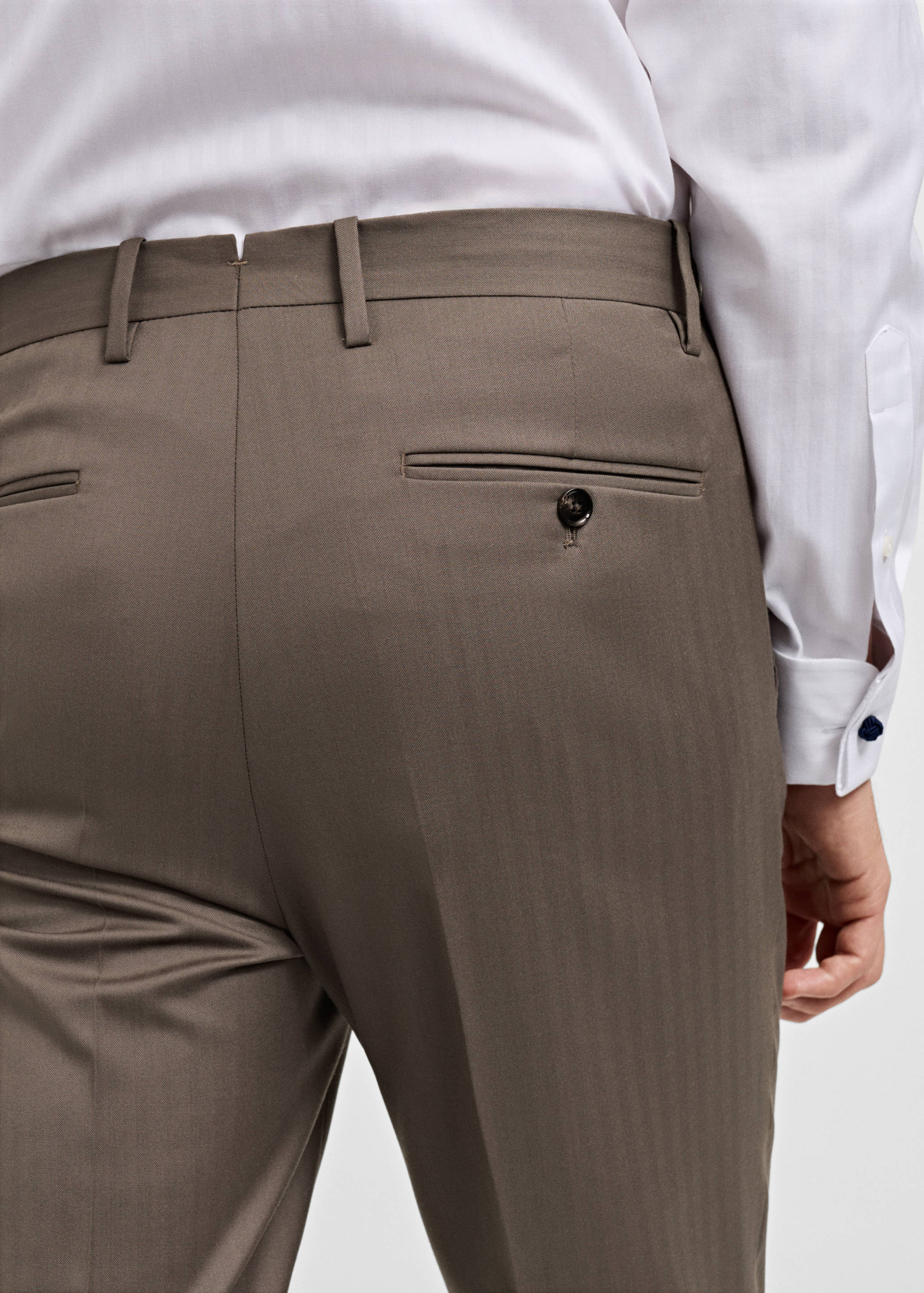 100% virgin wool herringbone suit trousers - Details of the article 6