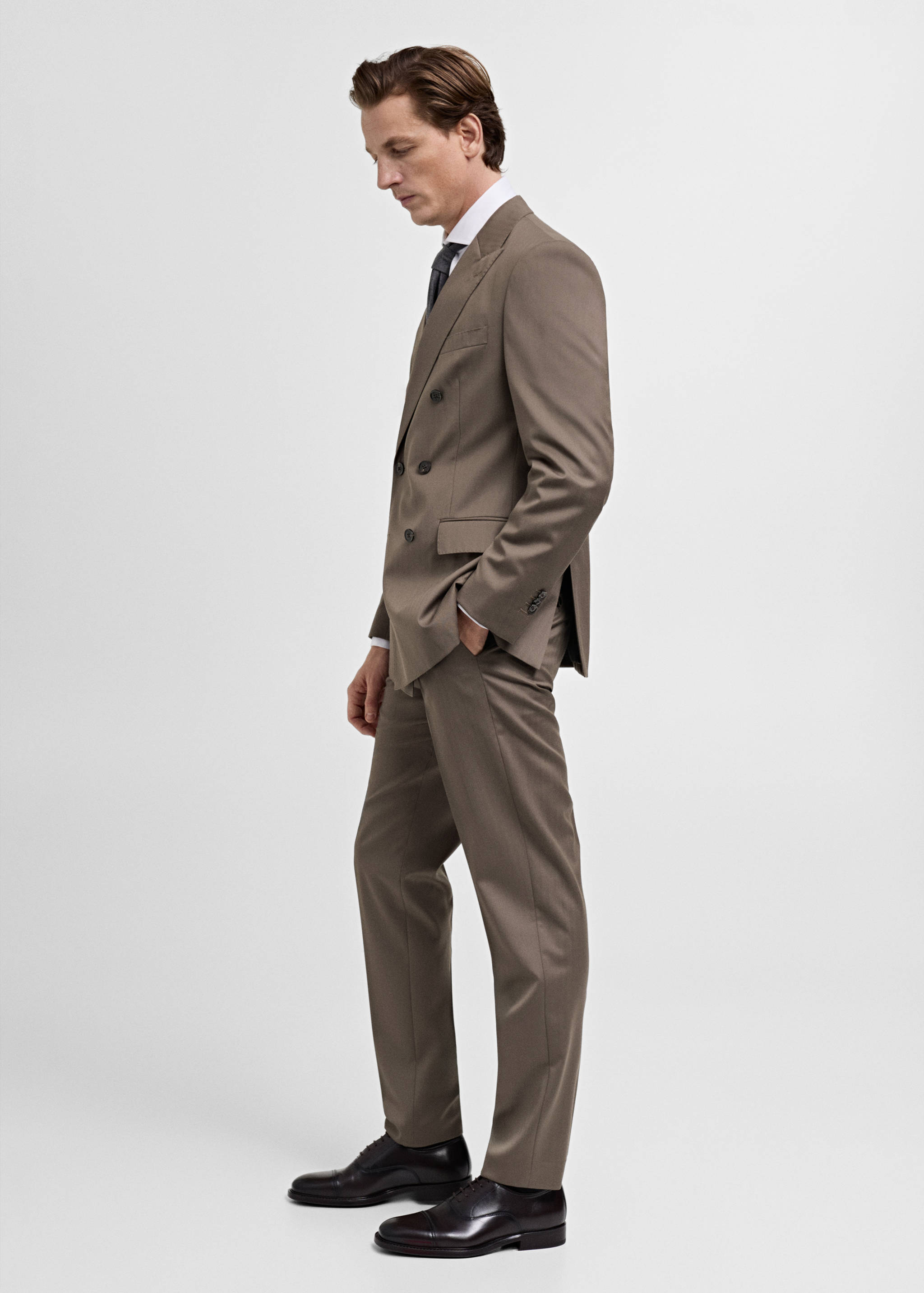 100% virgin wool herringbone suit trousers - Details of the article 2