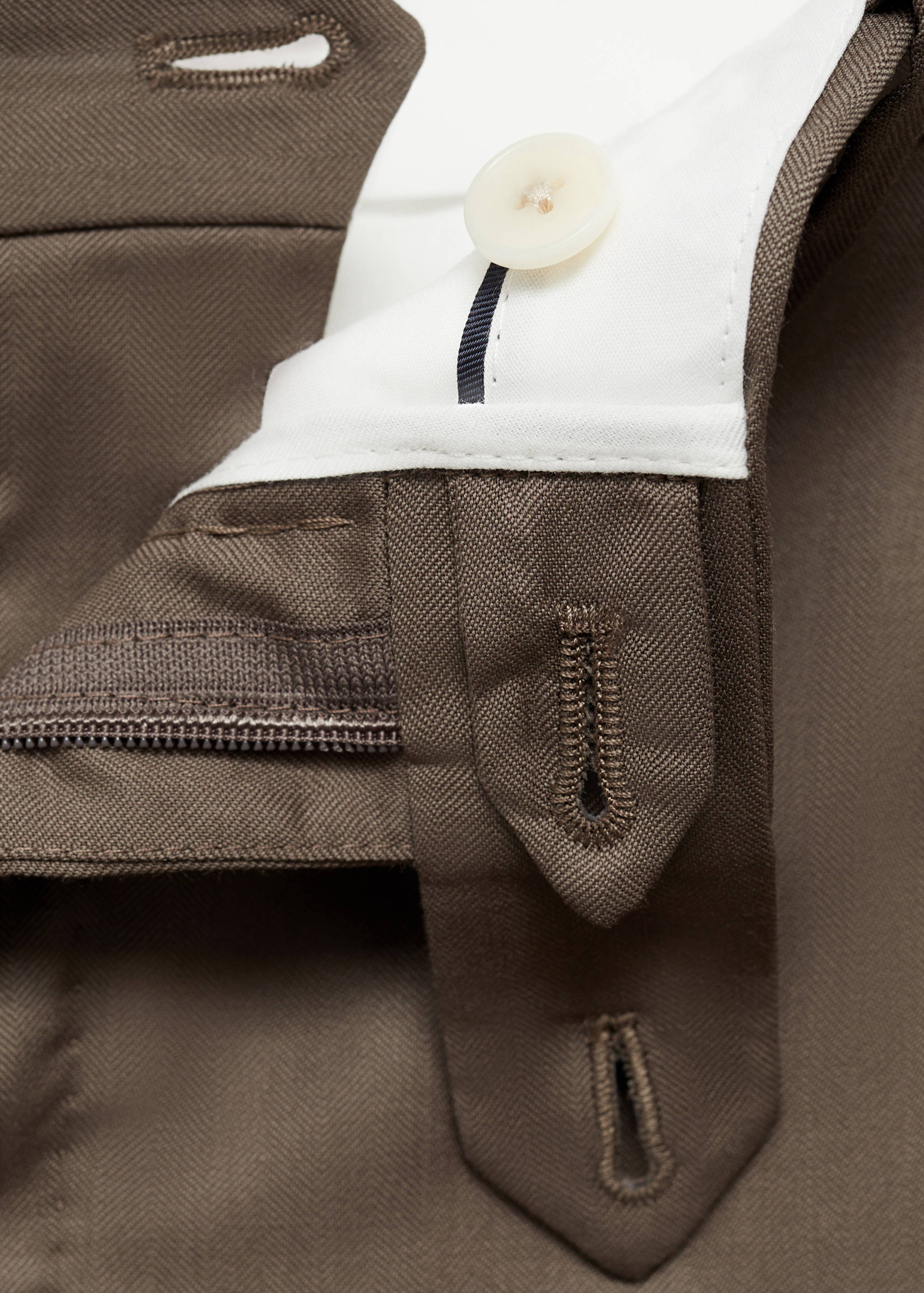 100% virgin wool herringbone suit trousers - Details of the article 8