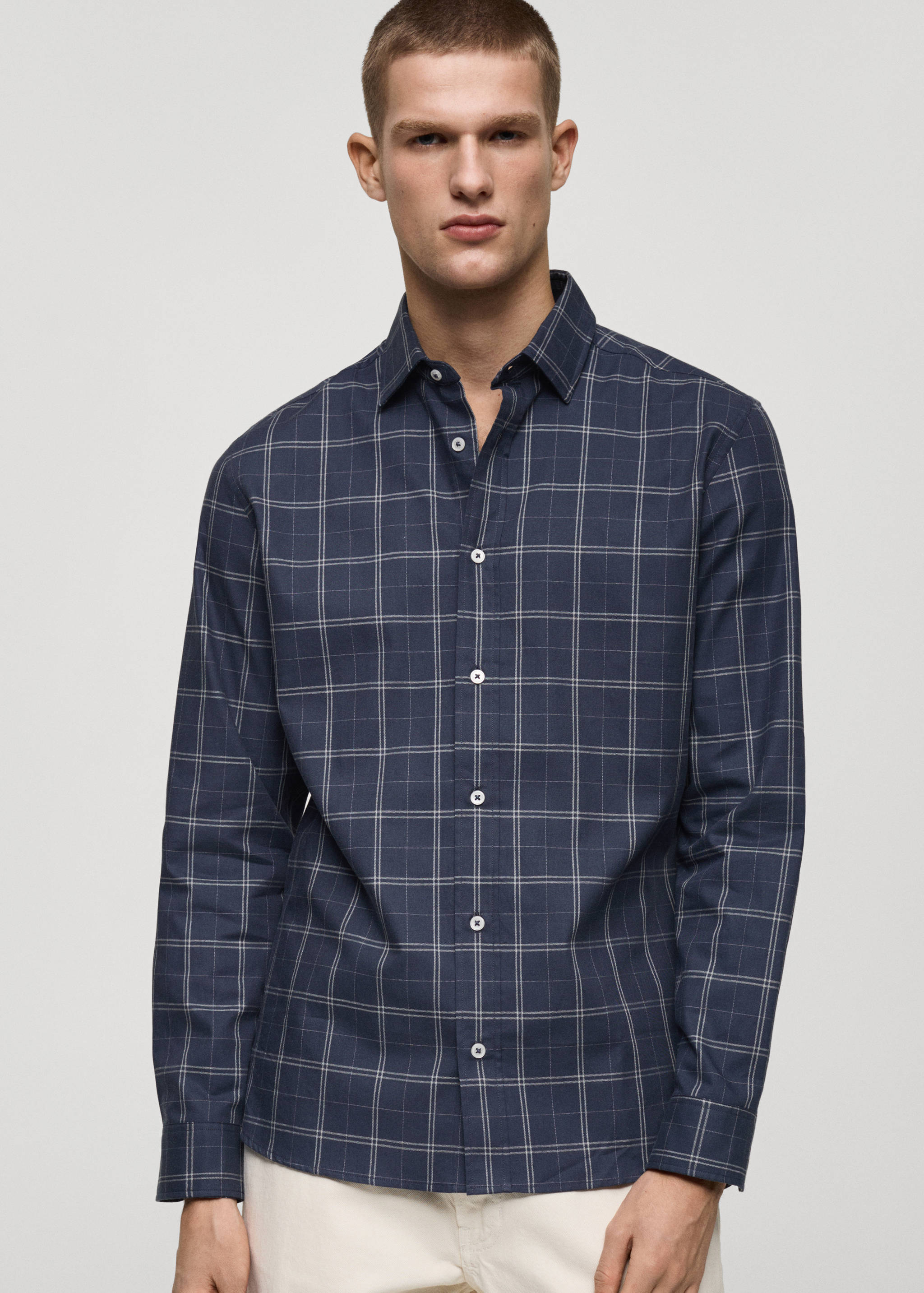 Regular fit check cotton shirt - Medium plane