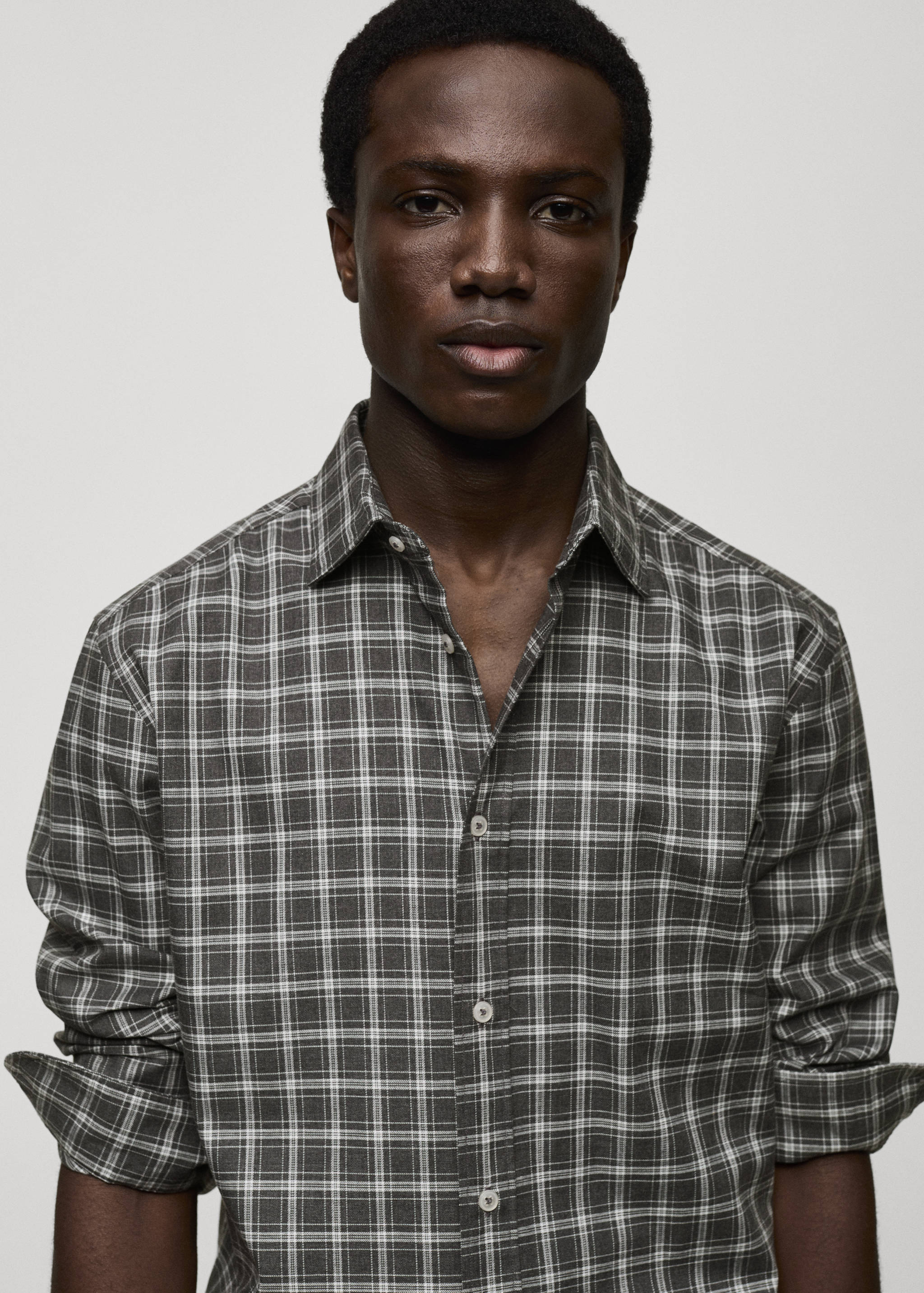 Regular fit check cotton shirt - Details of the article 1