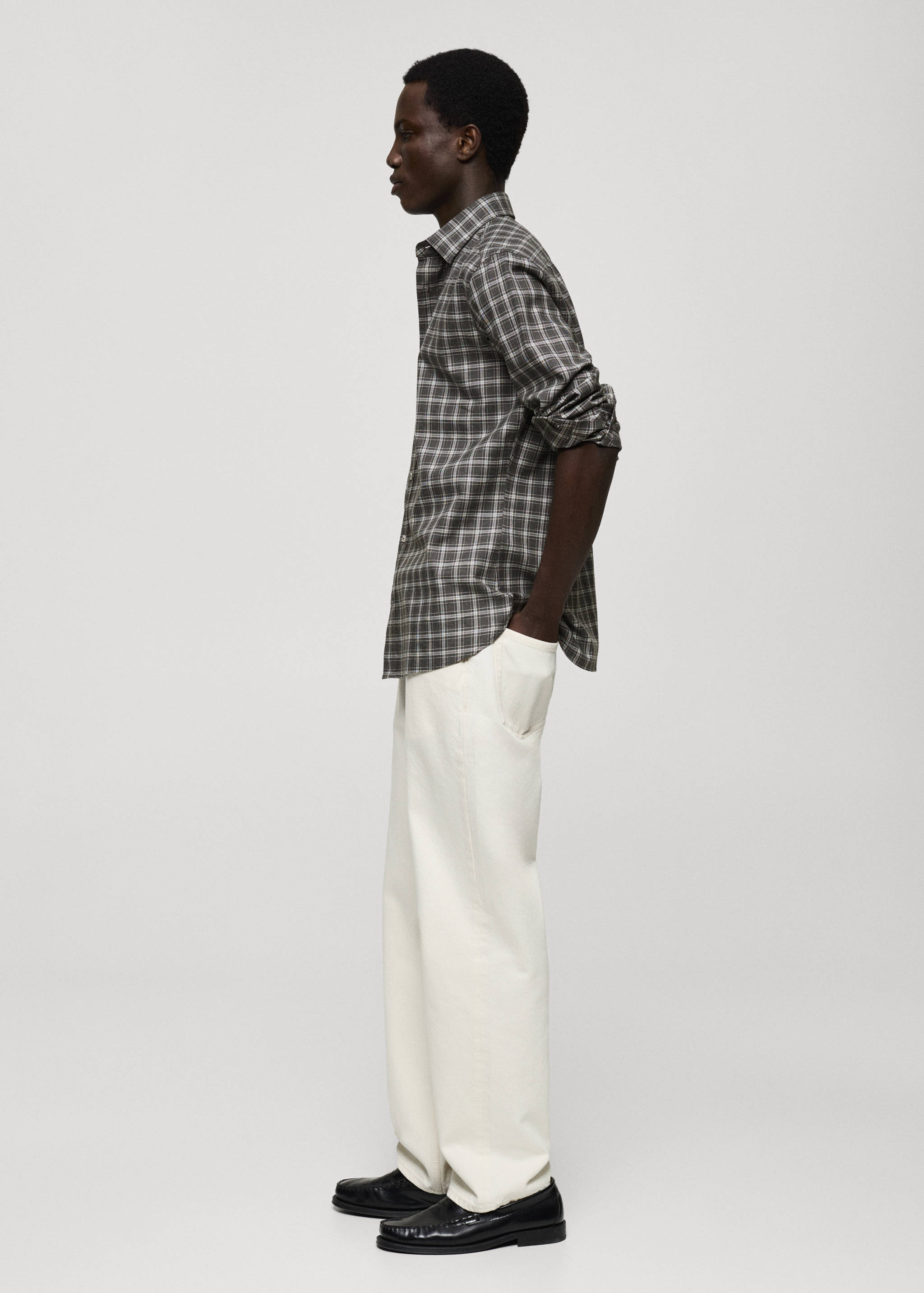 Regular fit check cotton shirt - Details of the article 2